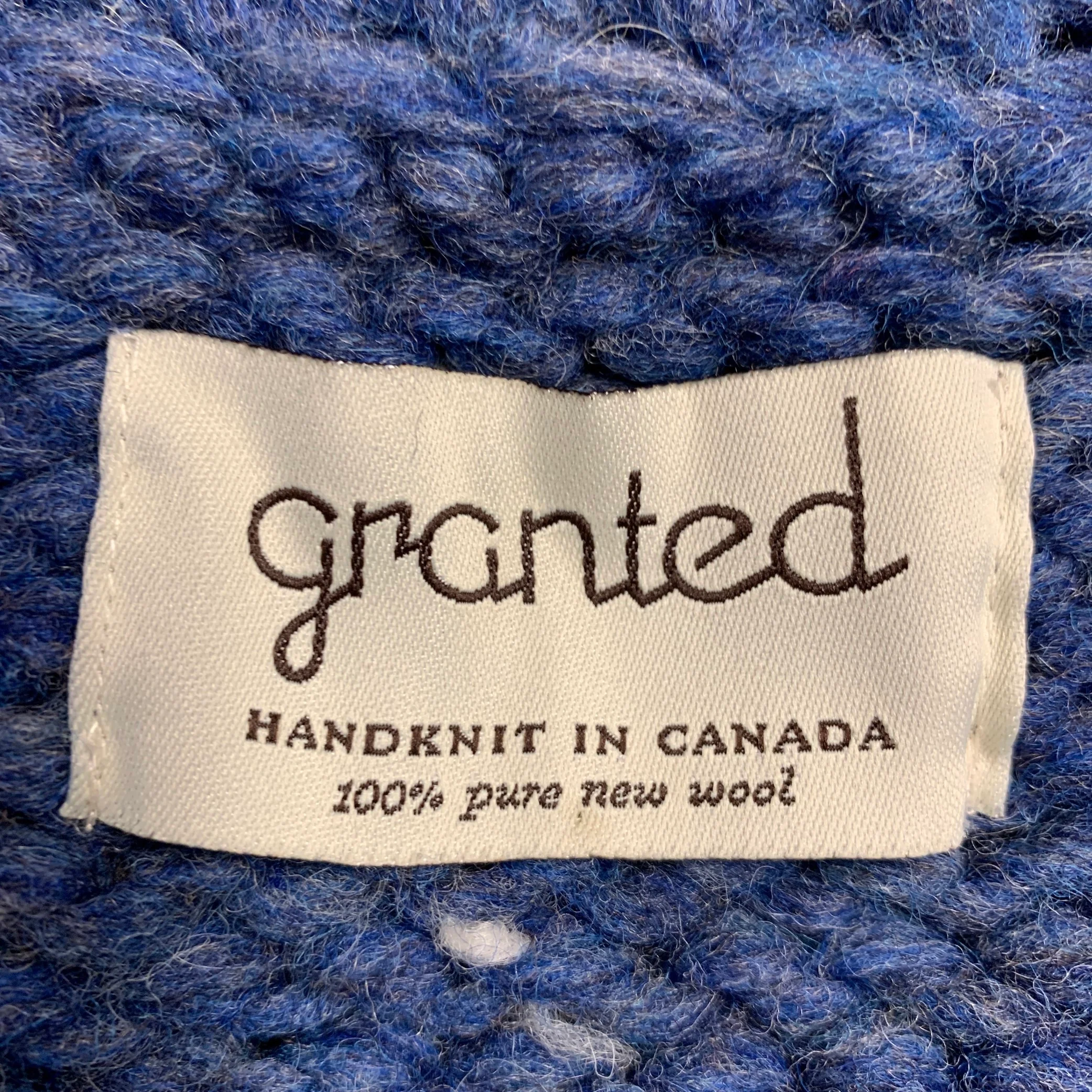 GRANTED Size M Blue White Color Block Virgin Wool Zip Up Sweater - Image 4