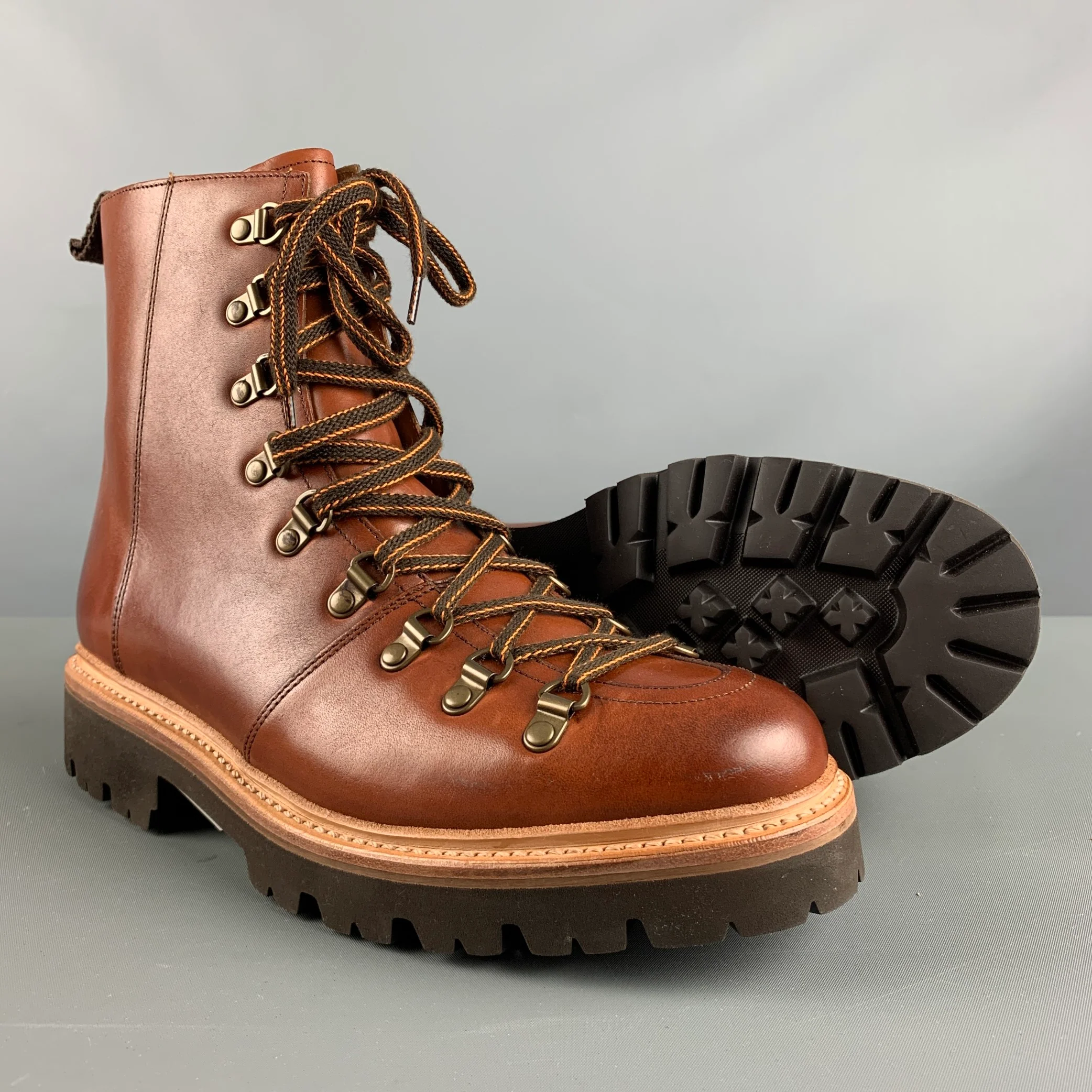 GRENSON Size 7 Brown Leather Lace Up Boots - Image 5