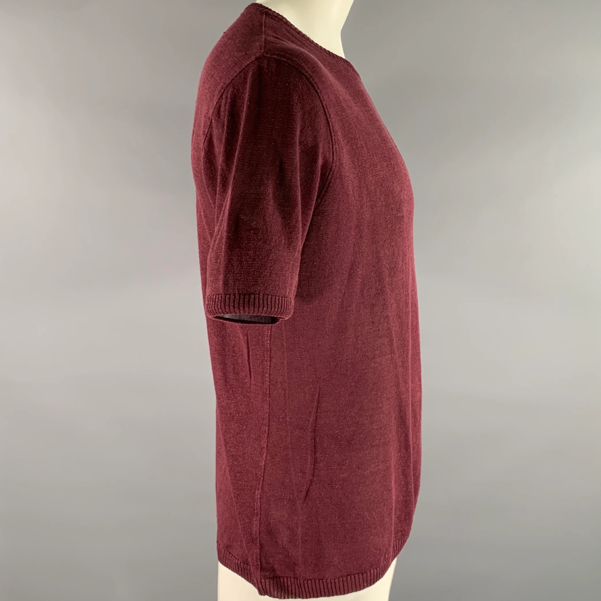 GRP Size L Burgundy Knit Linen T-shirt - Image 3