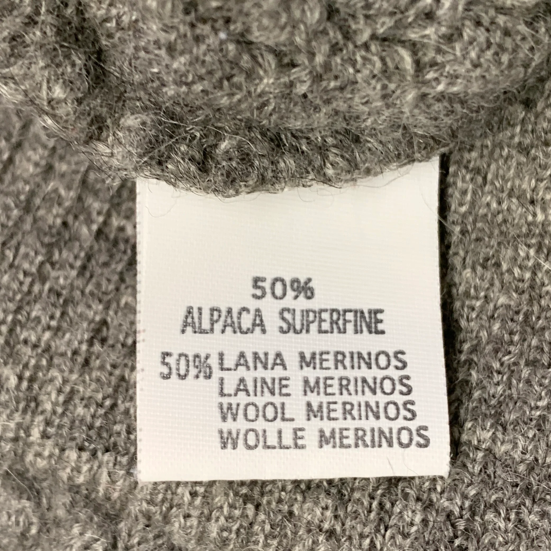 GRP Size M Grey Bubble Knit Alpaca Merino Wool Shawl Collar Sweater - Image 7