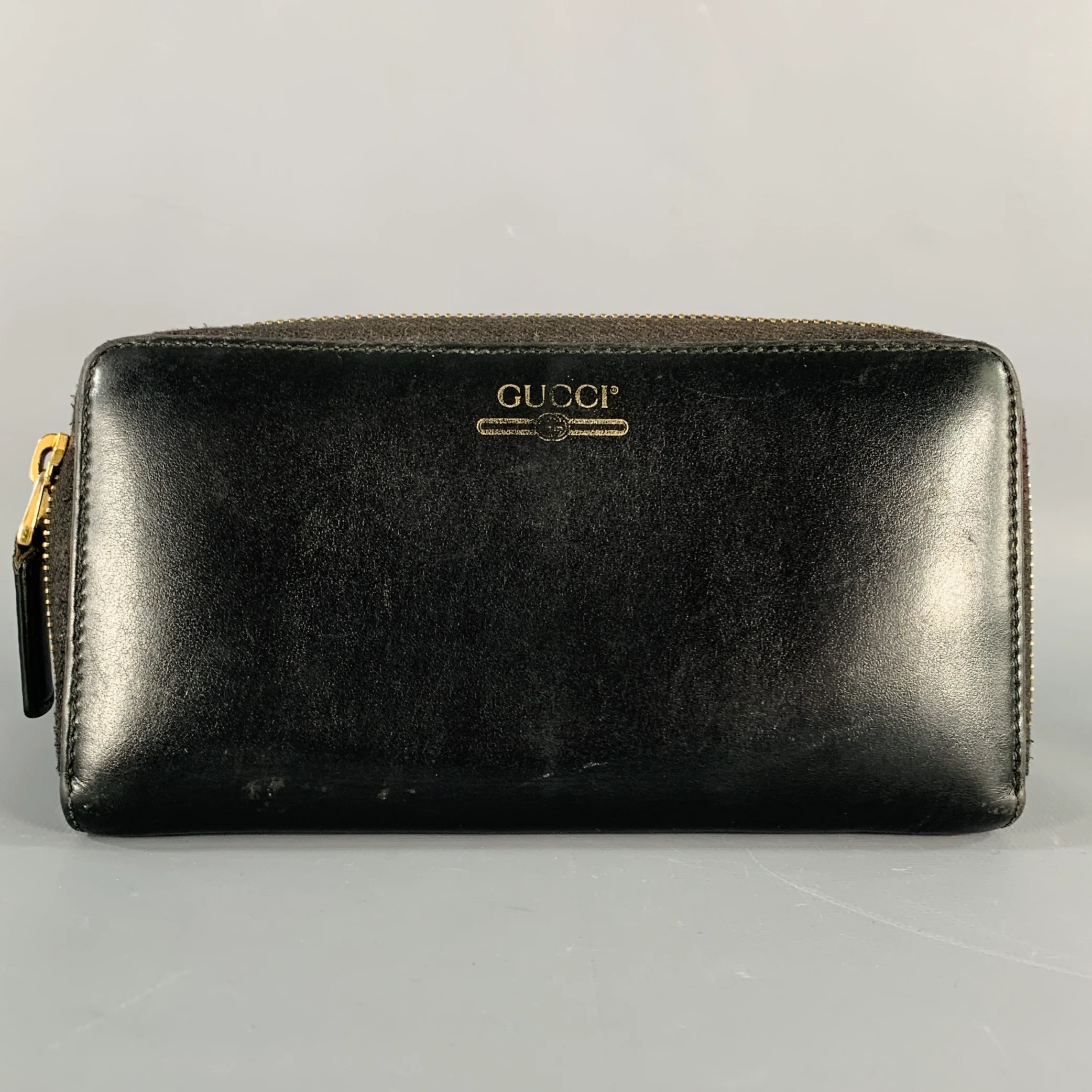 GUCCI Black Leather Zip Wallet