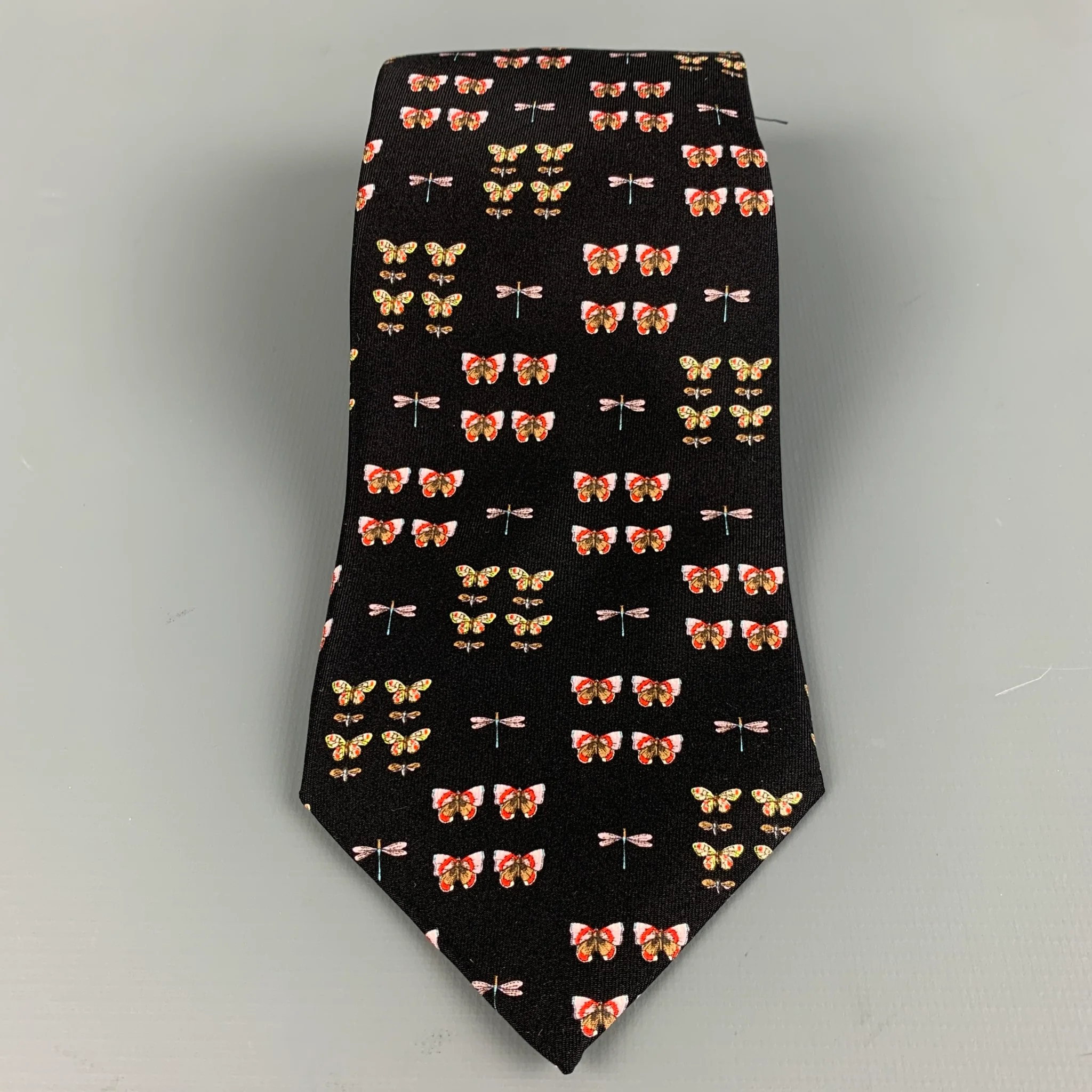GUCCI Black Multi-Color Butterfly Silk Tie - Image 2