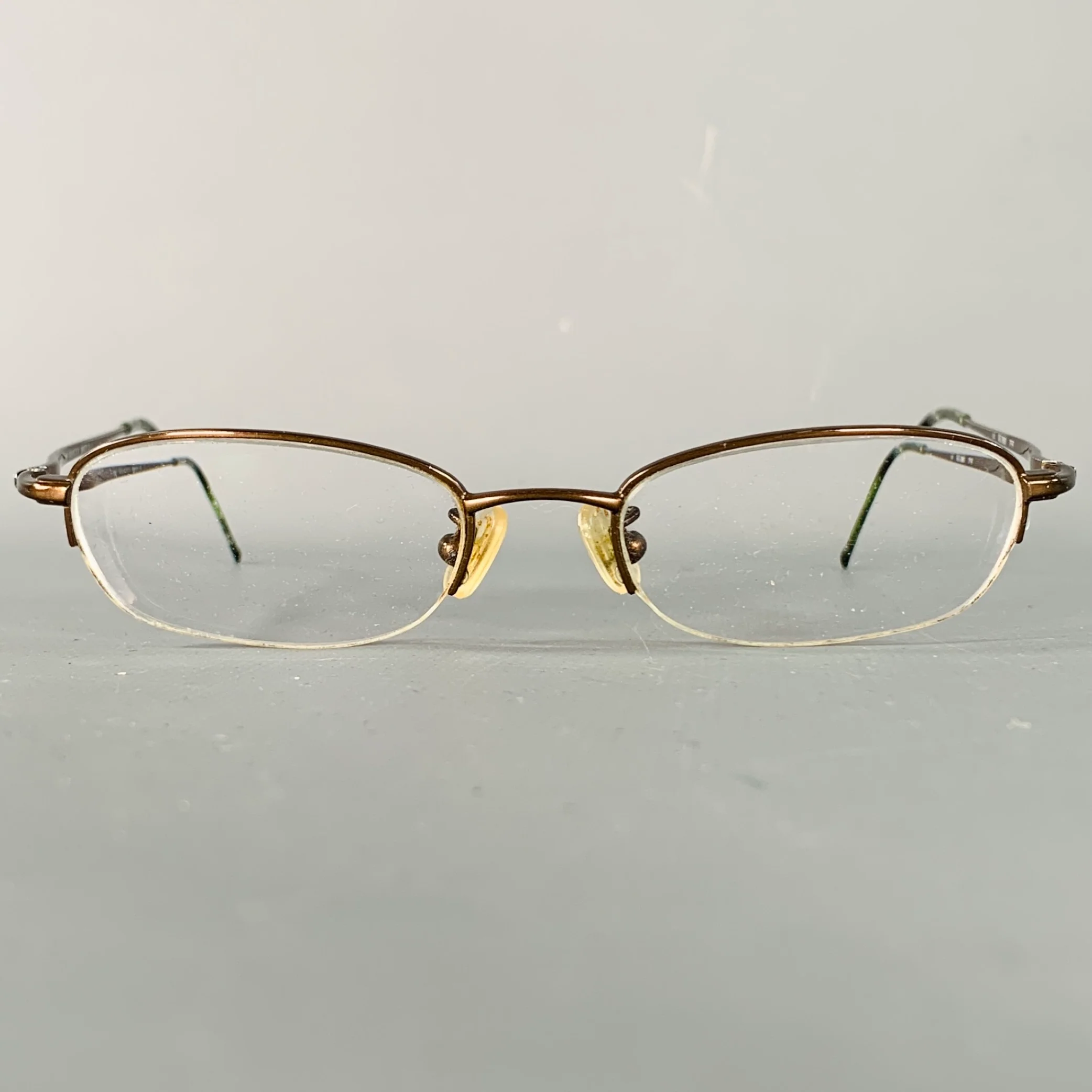 GUCCI Brown Metal Semi Rimless Eyewear Readers