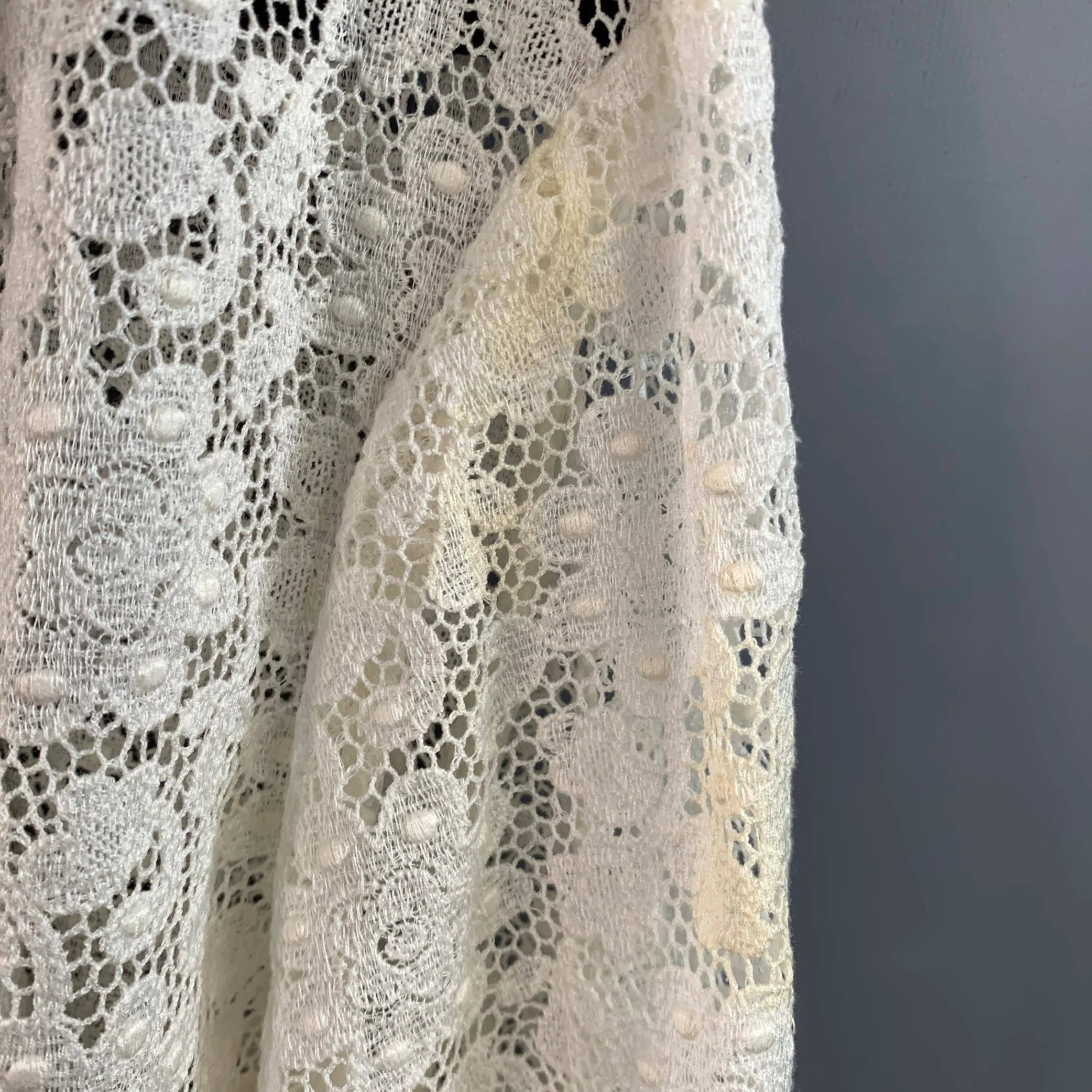 GUCCI by ALESSANDRO MICHELE Size L White Macrame Lace Cotton Blend Bow Long Sleeve Shirt - Image 10
