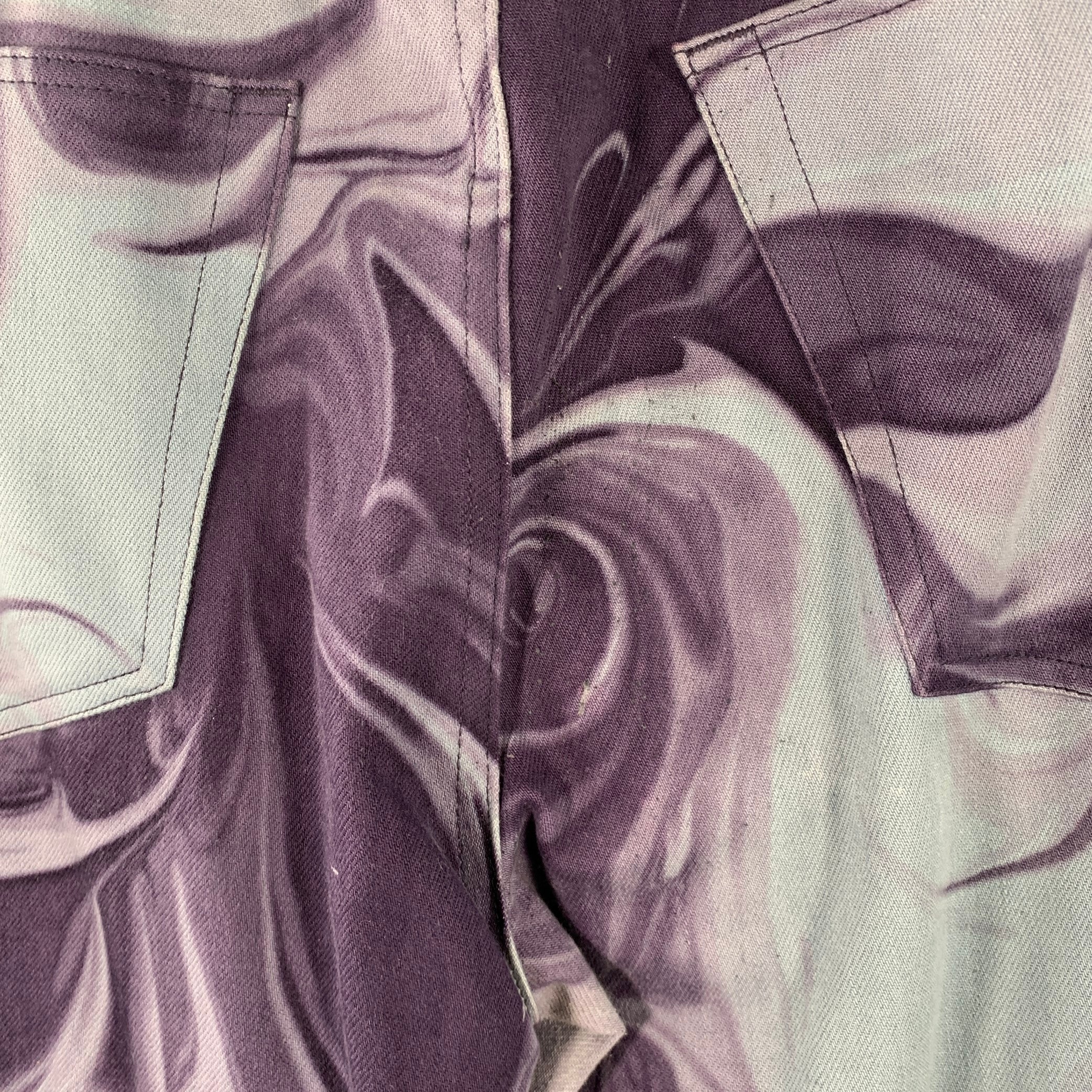 GUCCI by TOM FORD Size 32 Purple Grey Marbled Cotton Blend Button Fly Jeans - Image 5