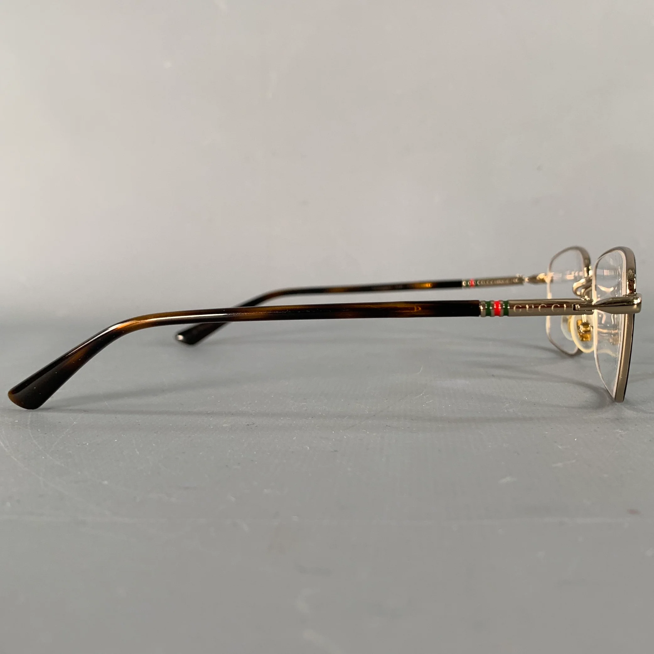 GUCCI Gold Tortoise Shell Metal Eyeglasses Frames - Image 2
