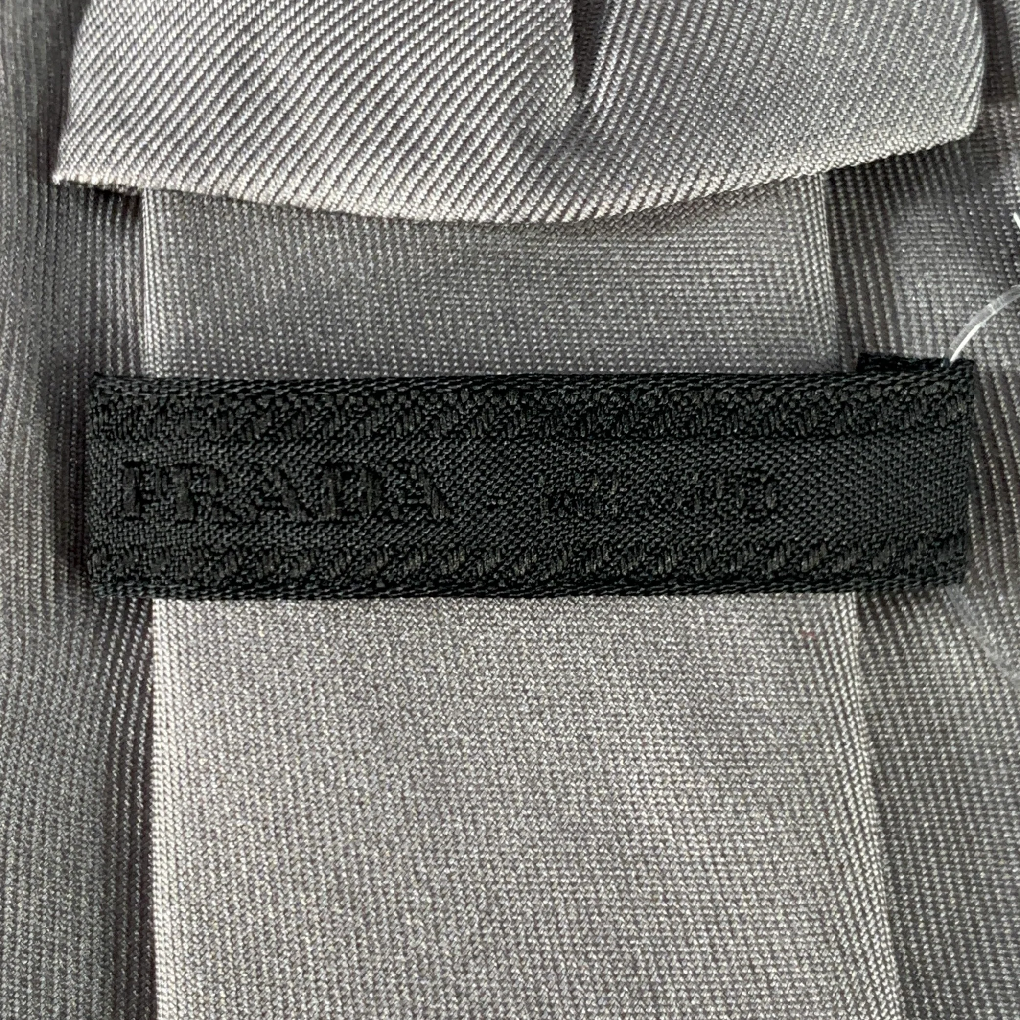 PRADA Grey Navy Blue Stripe Silk Skinny Tie - Image 3