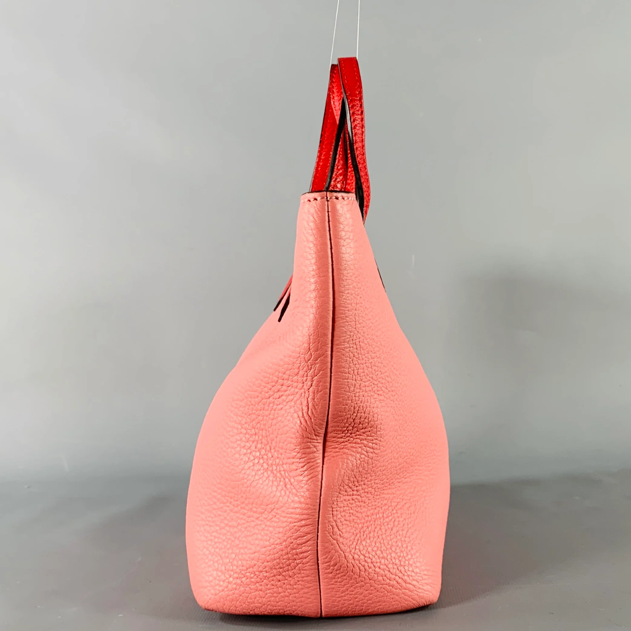 GUCCI Pink Red Heart Pebble Grain Leather Mini Tote Handbag - Image 5