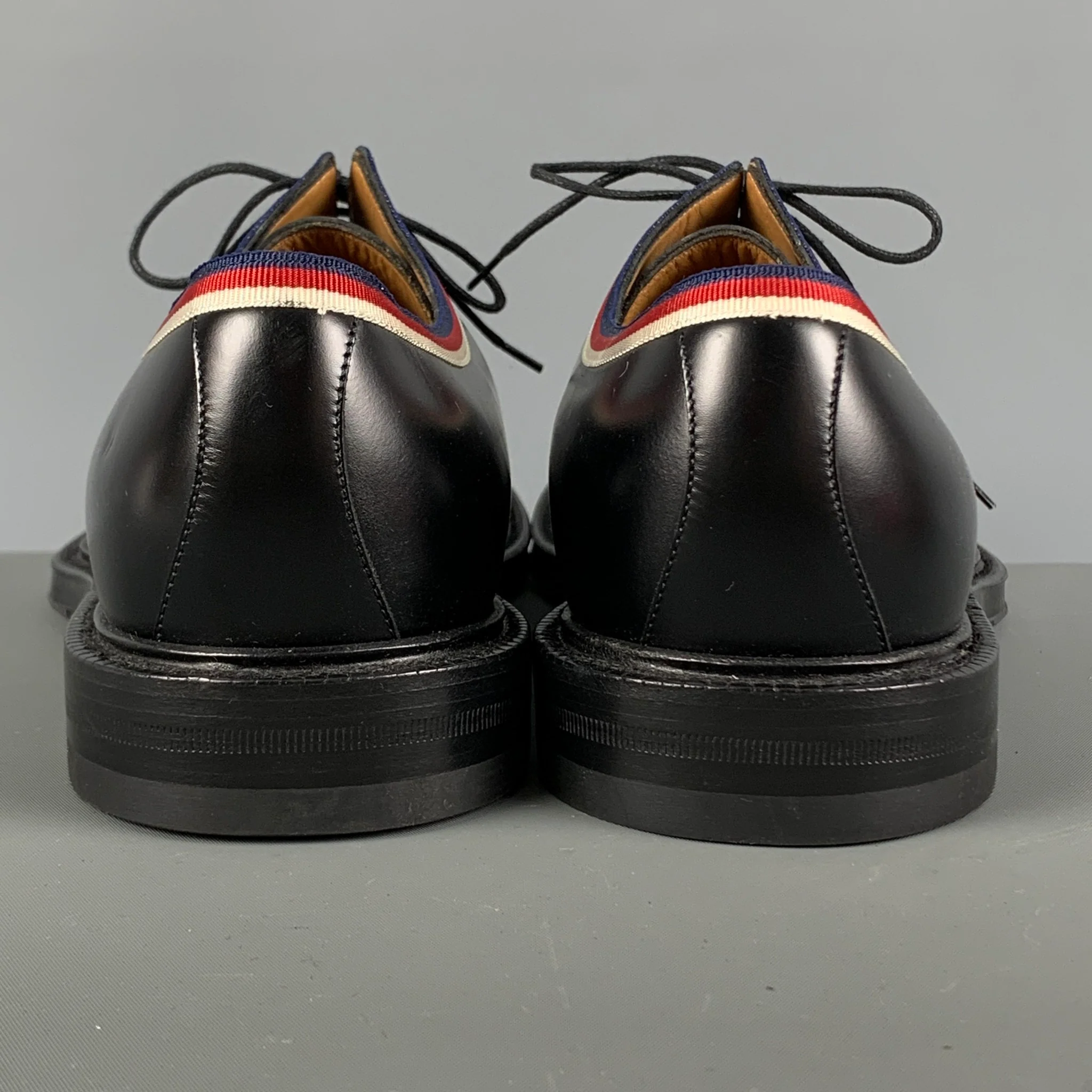 GUCCI Size 10 Black Leather Derby Lace Up Shoes - Image 3