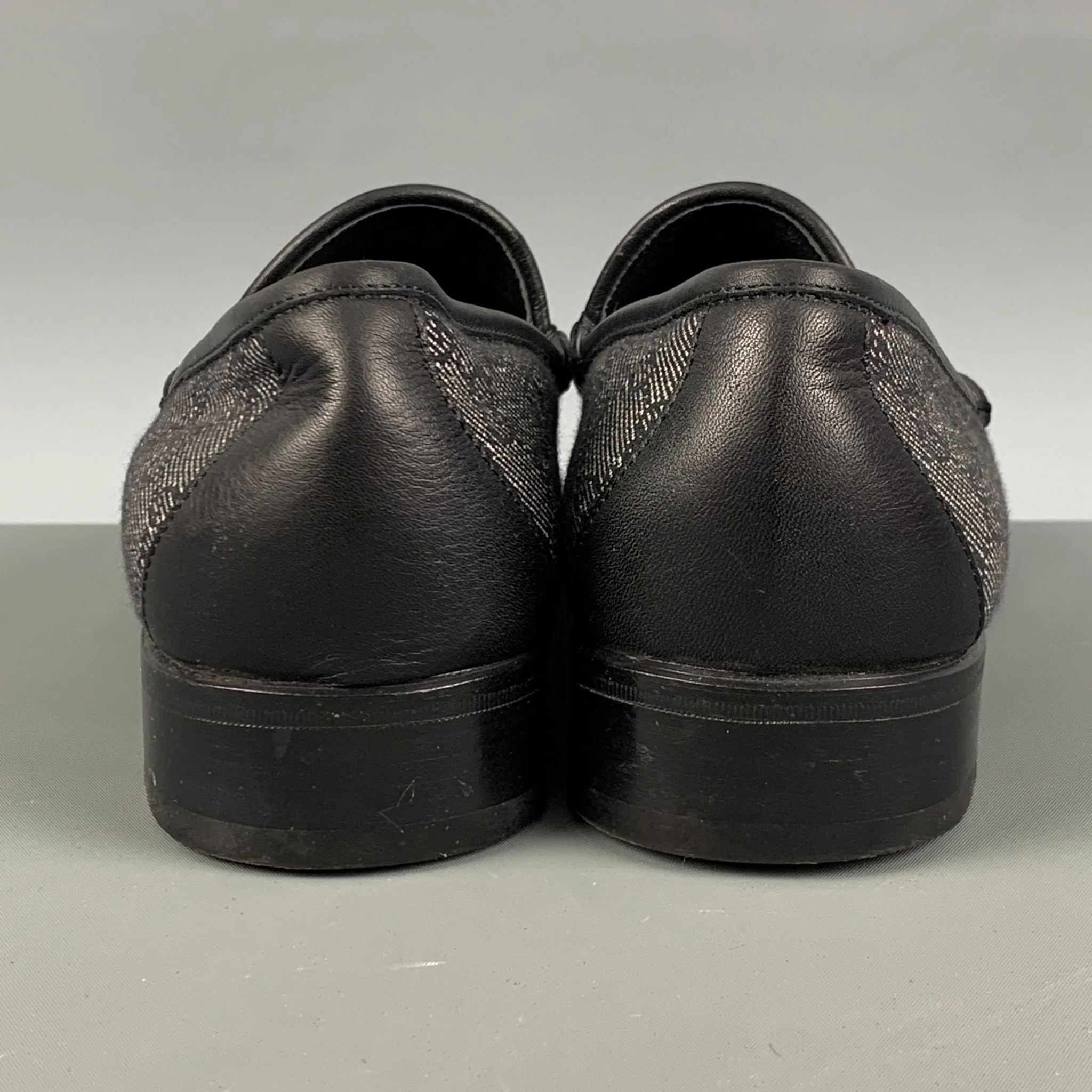 GUCCI Size 10 Black White Monogram Canvas Loafers - Image 3