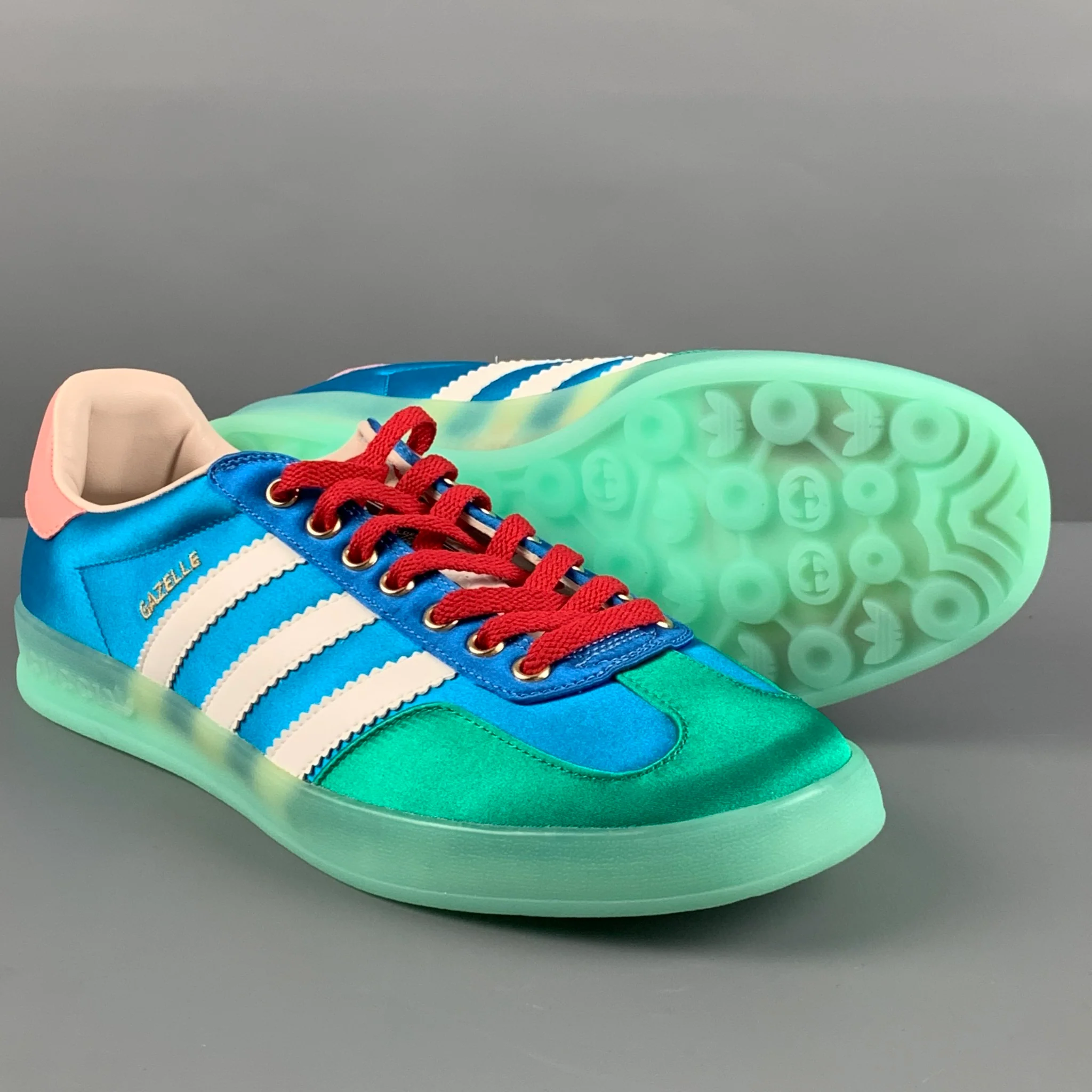 GUCCI Size 10 Blue Green Nylon Low Top Sneakers - Image 5