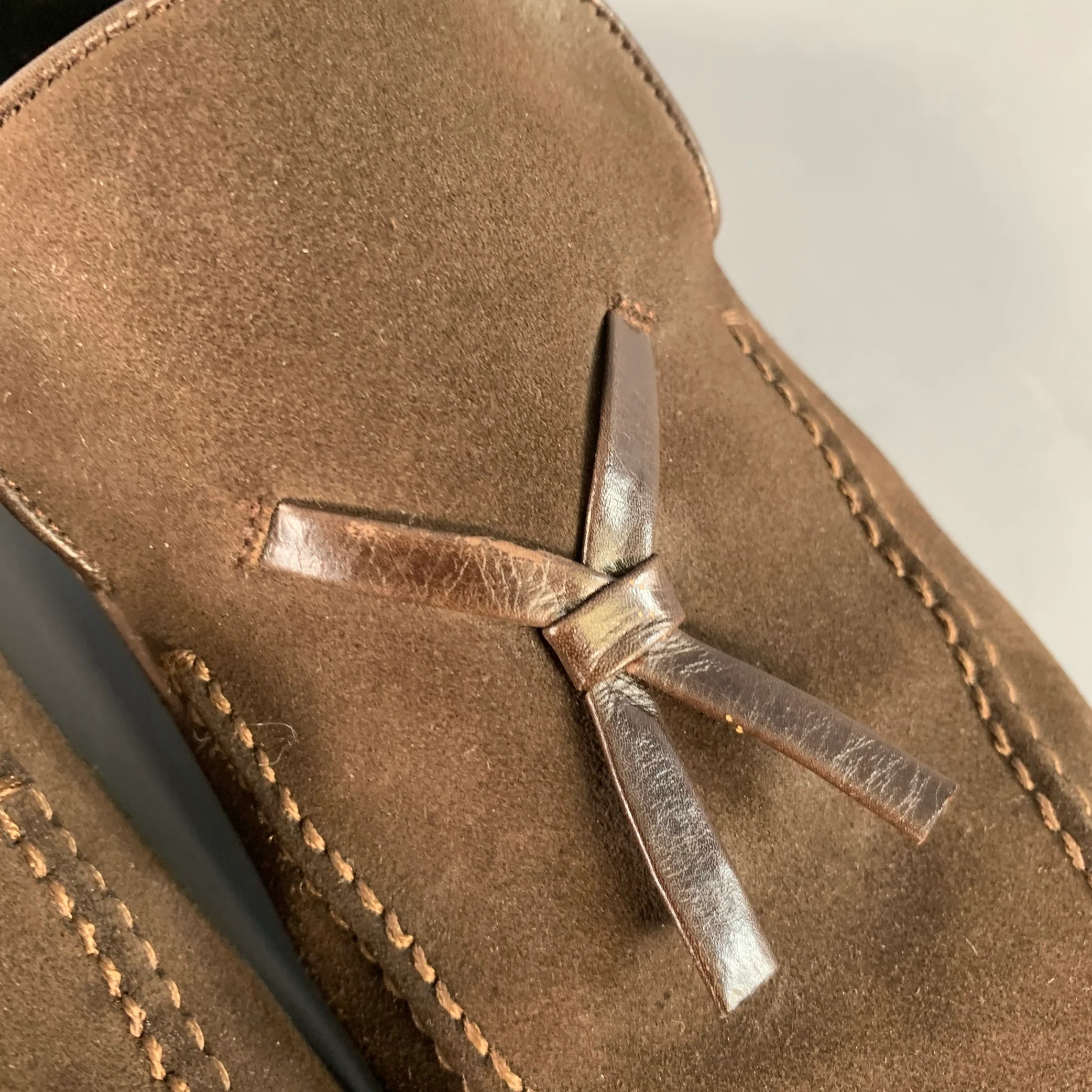 GUCCI Size 10 Chocolate Brown Suede Tassels Loafers - Image 9