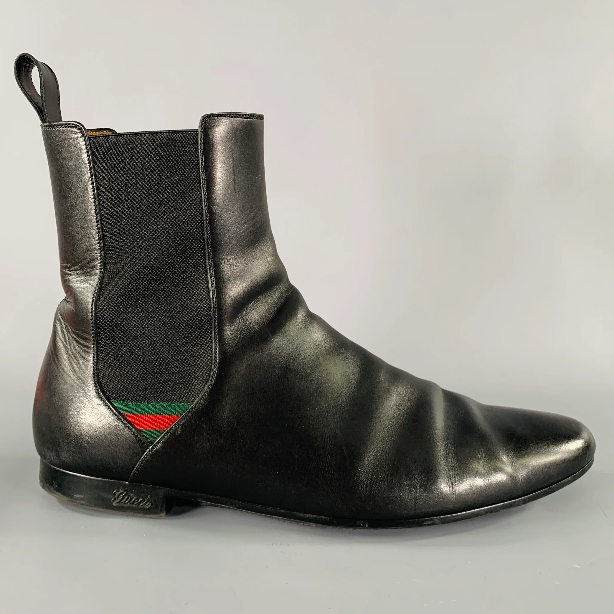 GUCCI Size 12.5 Black Mixed Materials Leather Pull On Boots - Image 2