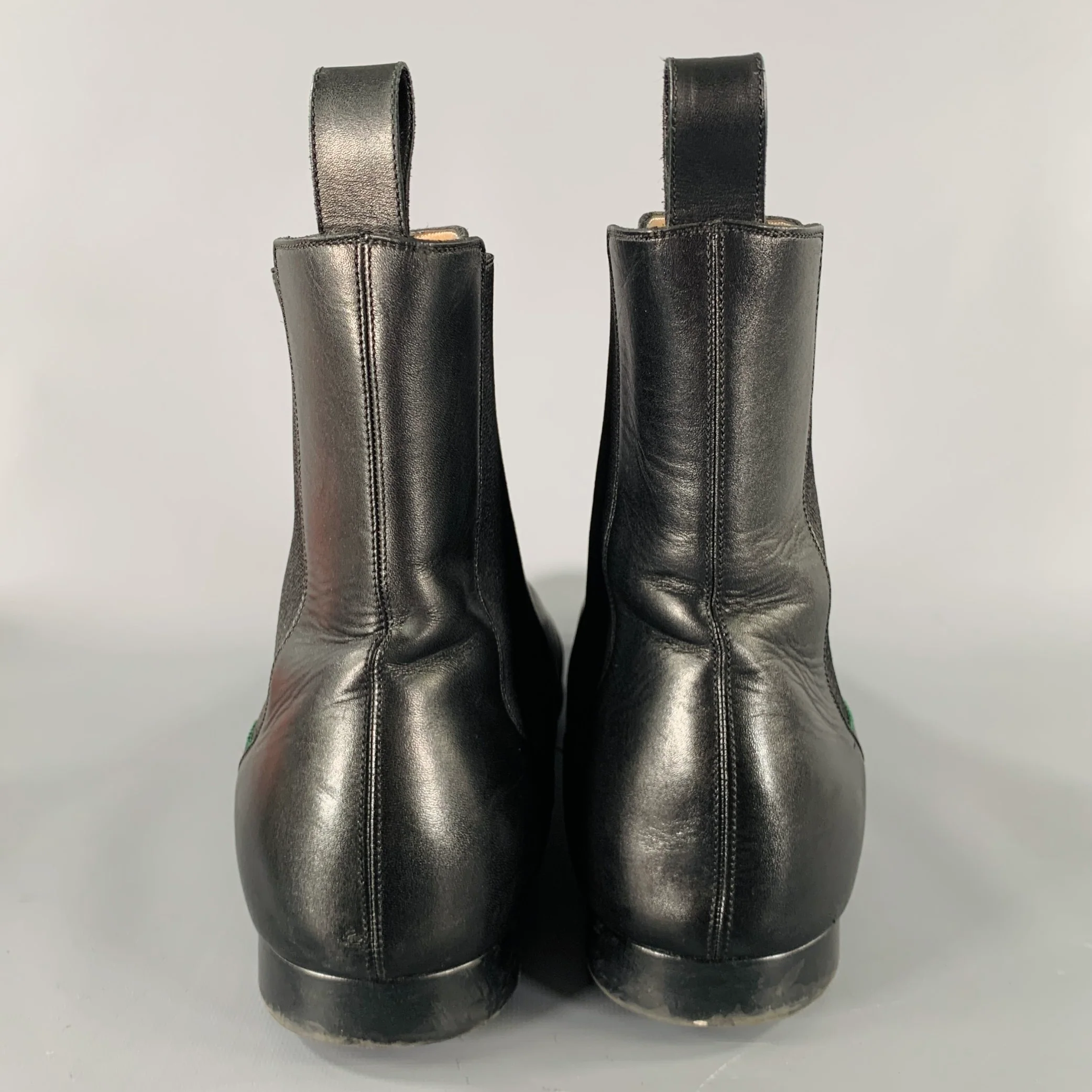 GUCCI Size 12.5 Black Mixed Materials Leather Pull On Boots - Image 3
