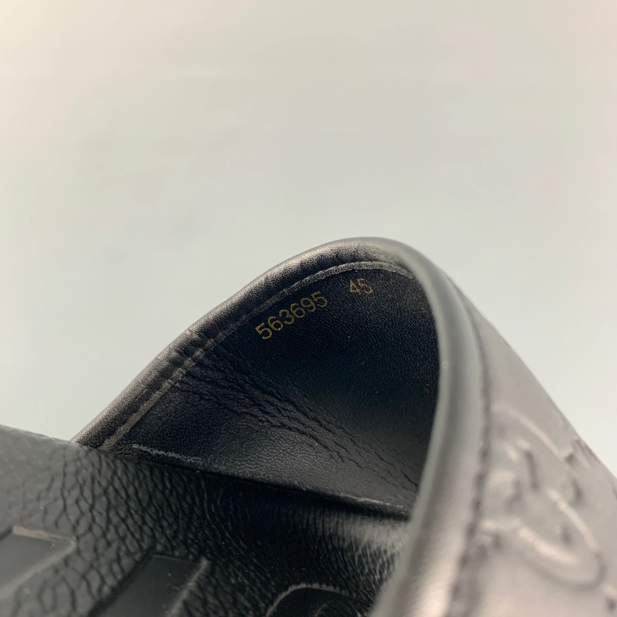 GUCCI Size 12 Black Monogram Leather Slide Sandals - Image 6