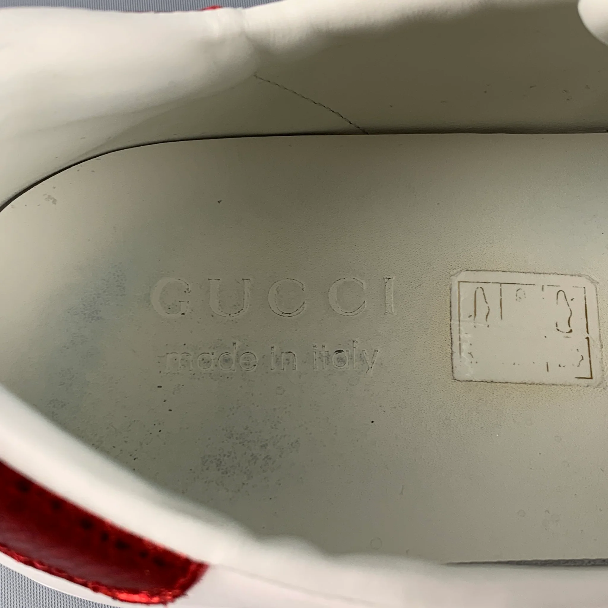GUCCI Size 12 White Applique Leather Lace Up Ace Sneakers - Image 7