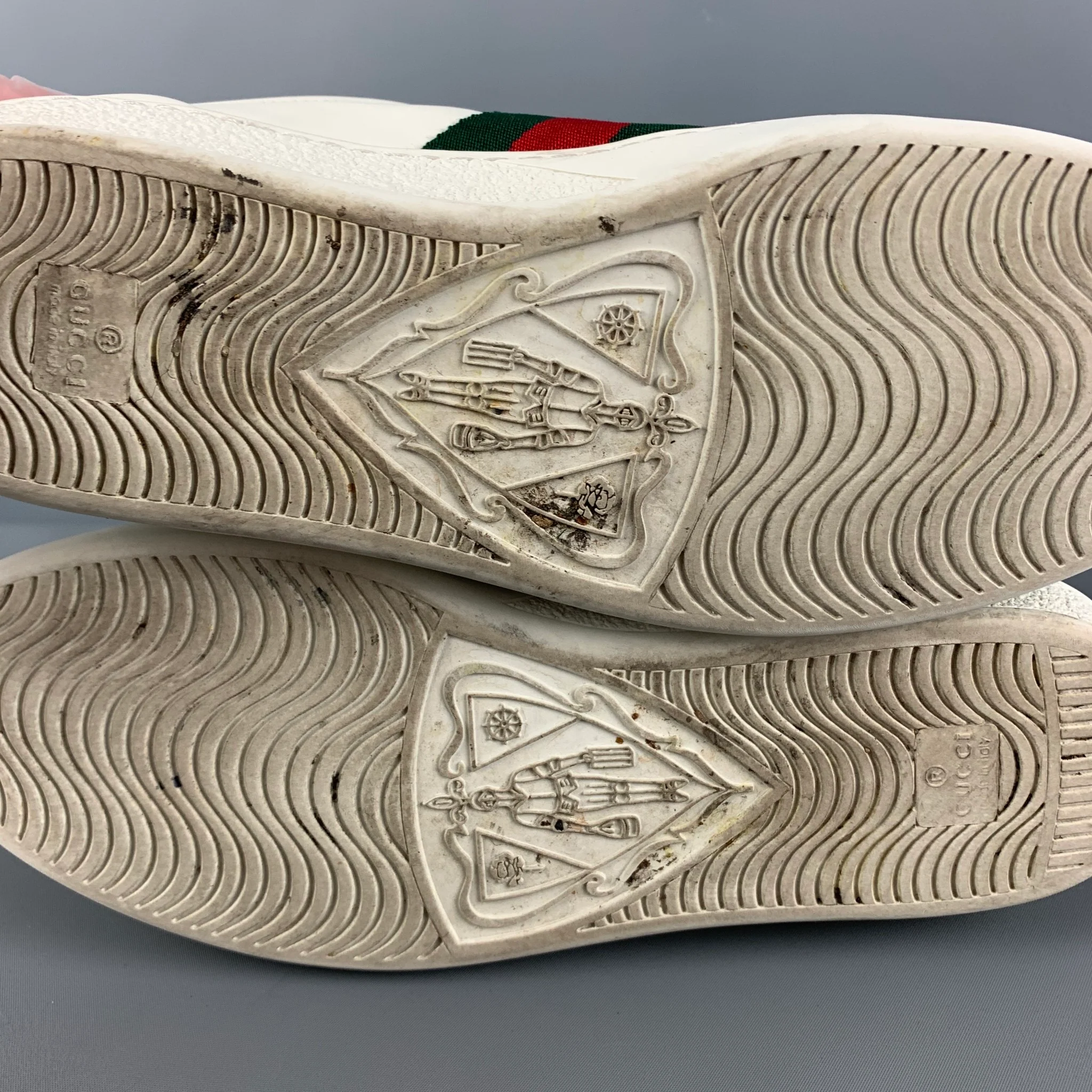 GUCCI Size 12 White Applique Leather Lace Up Ace Sneakers - Image 8