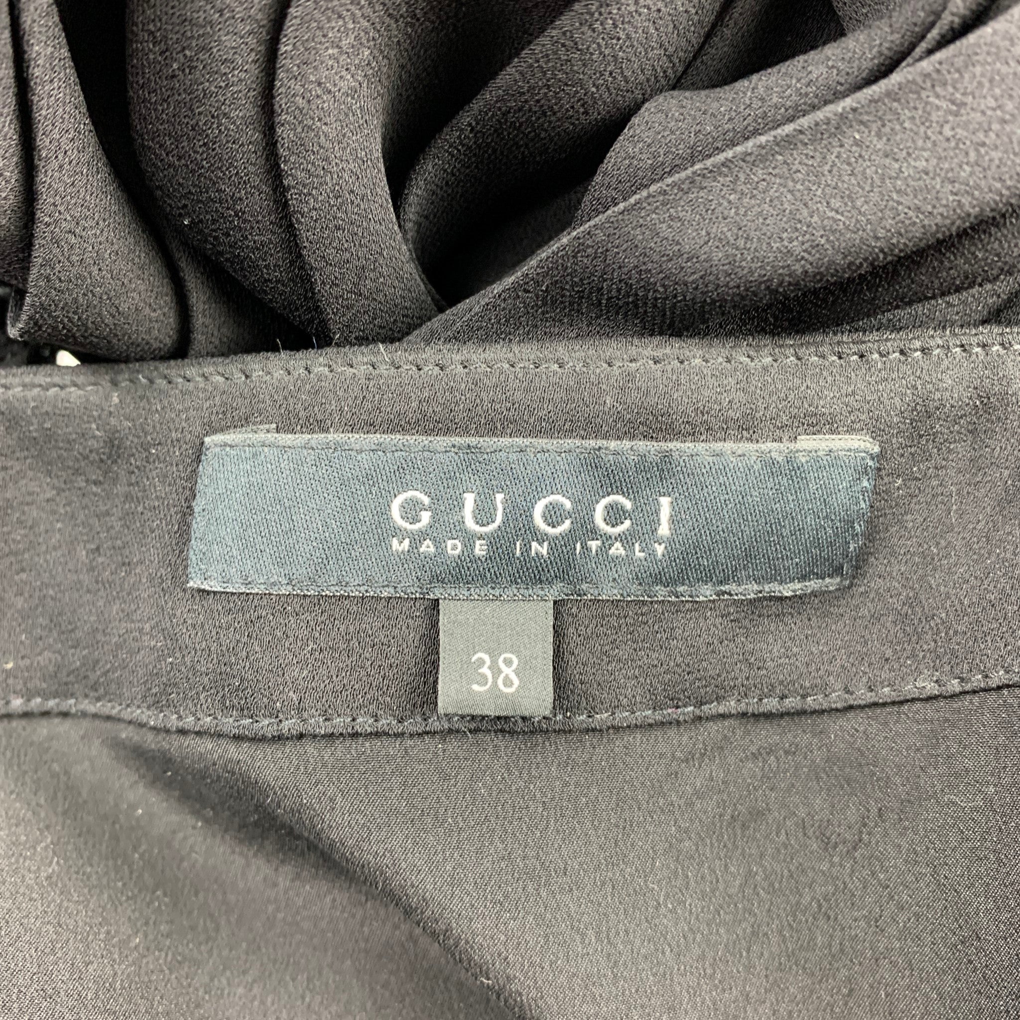 GUCCI Size 2 Black Silk Beaded Pleated Skirt - Image 5