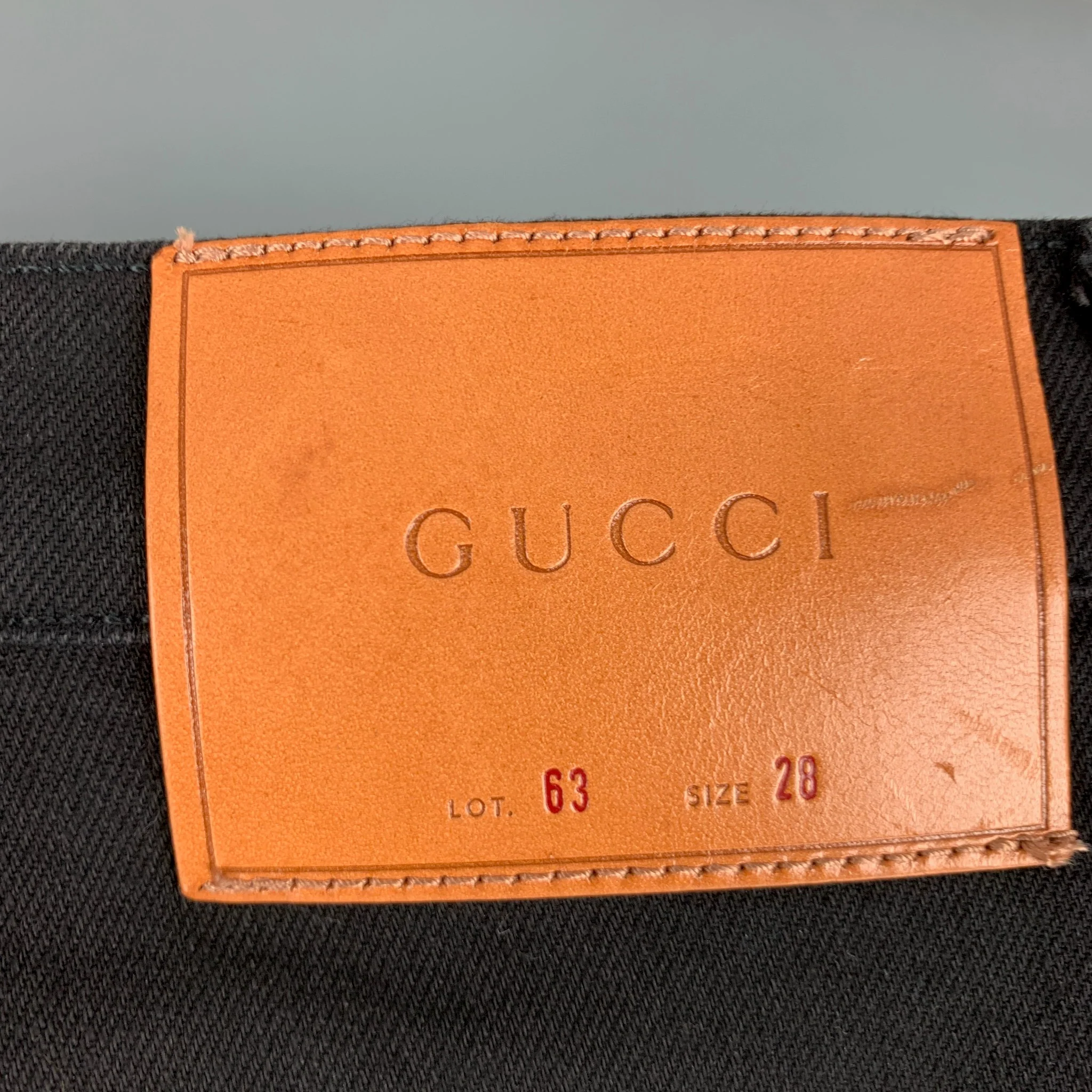 GUCCI Size 28 Black Embroidery Cotton Skinny Jeans - Image 5