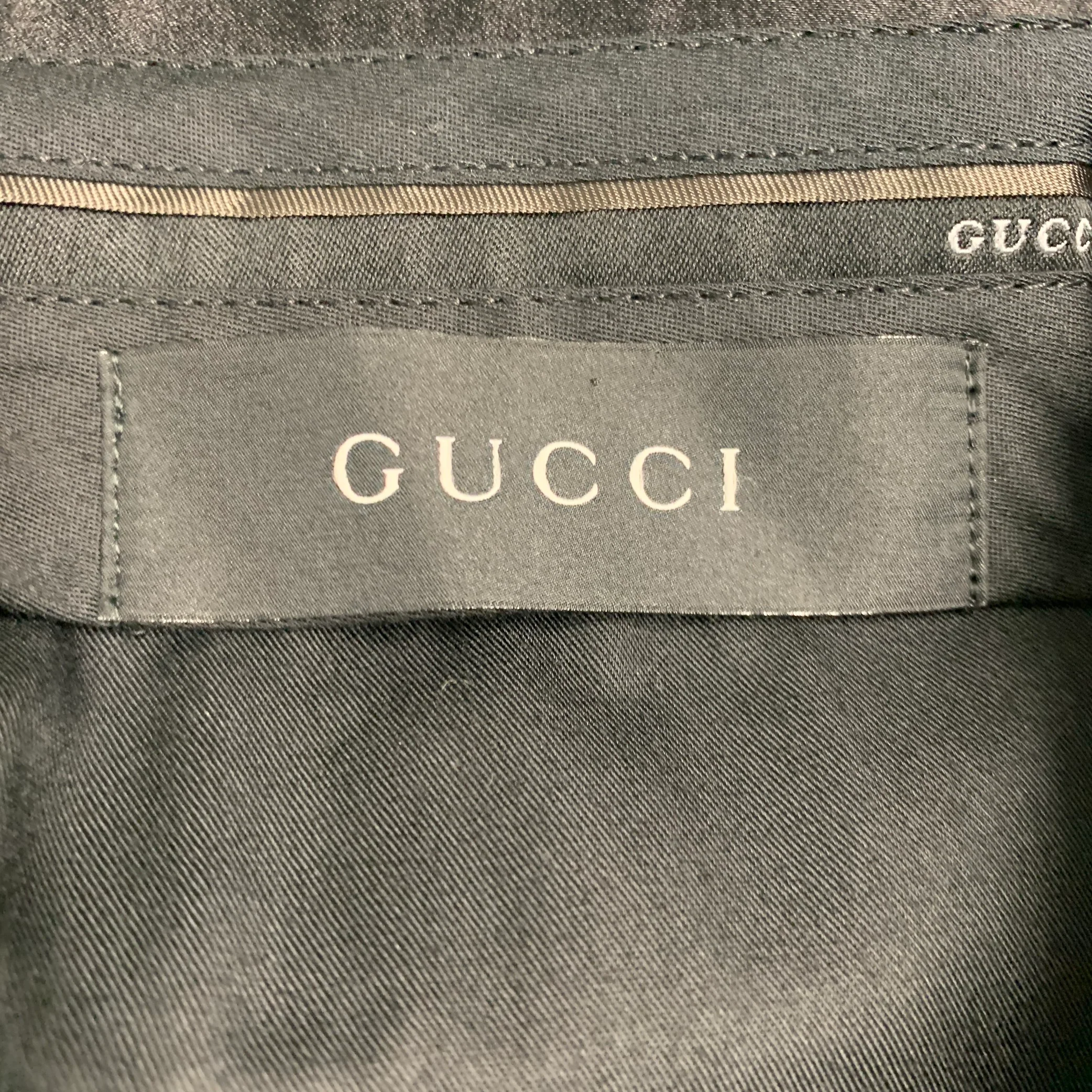 GUCCI Size 32 Black Stripe Cotton Silk Tuxedo Dress Pants - Image 4
