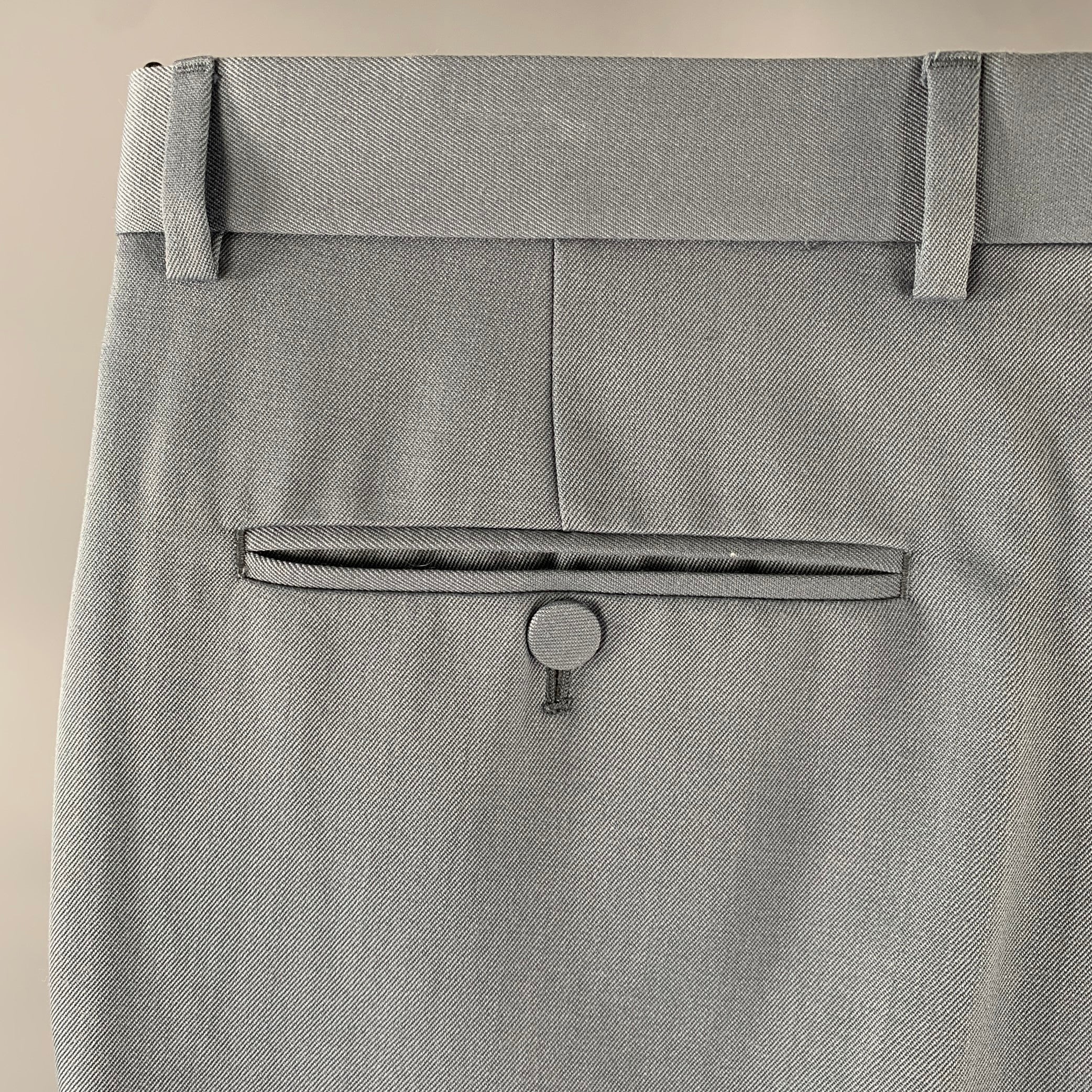 GUCCI Size 32 Blue Wool Zip Fly Dress Pants - Image 2