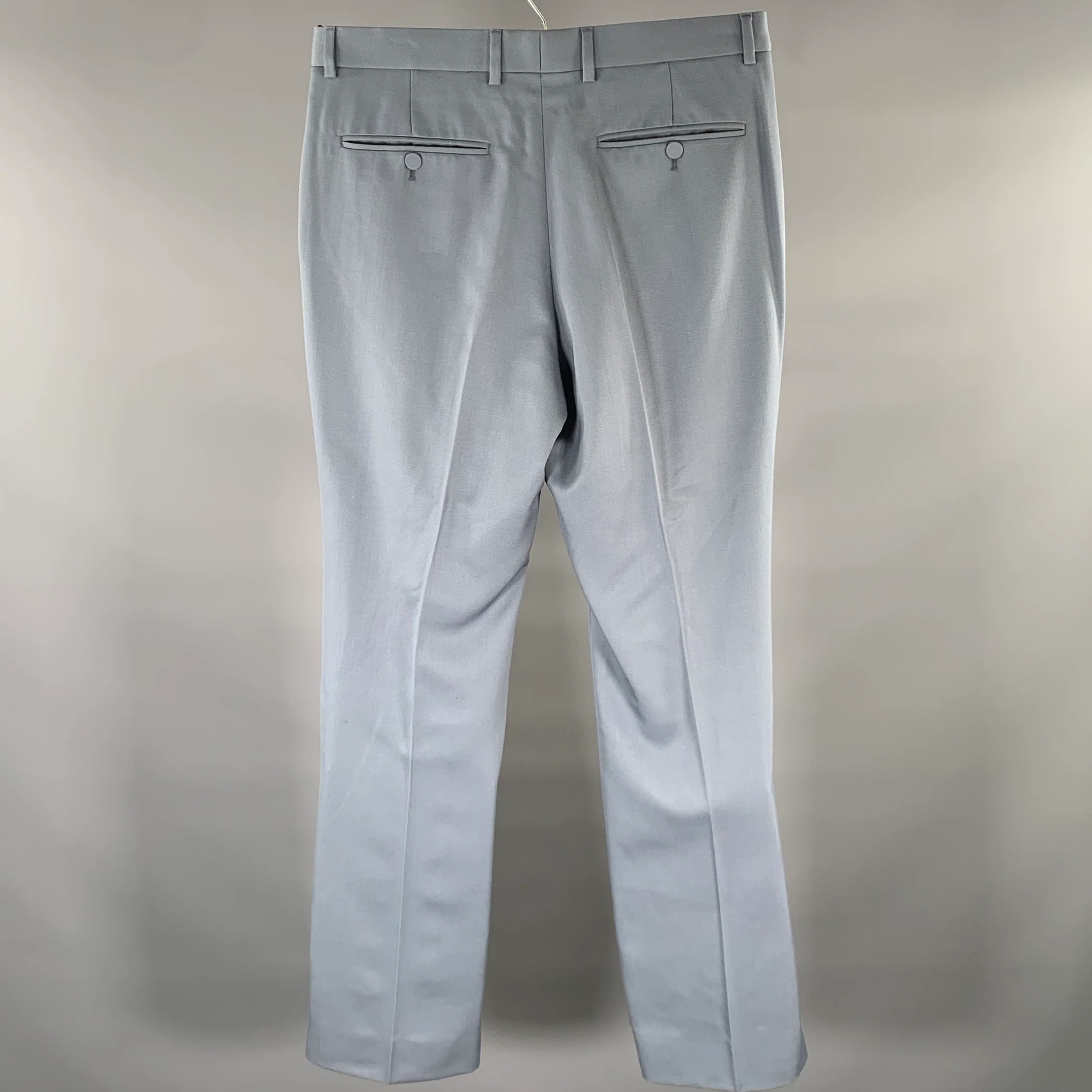 GUCCI Size 32 Blue Wool Zip Fly Dress Pants - Image 3