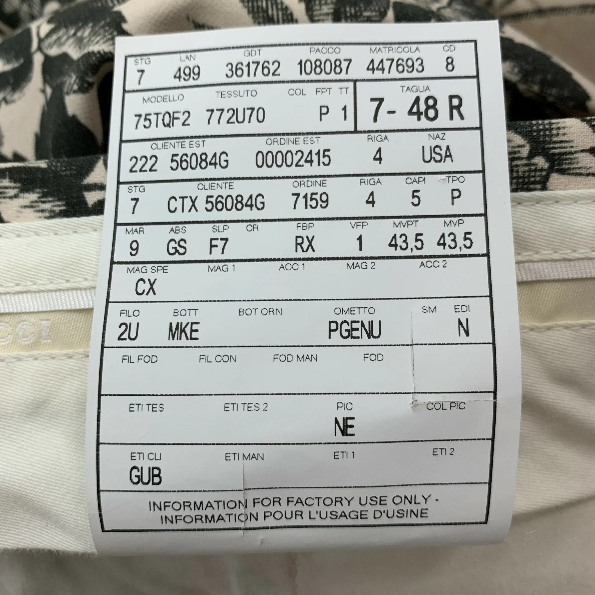 GUCCI Size 32 Cream Black Floral Cotton Flat Front Dress Pants - Image 7