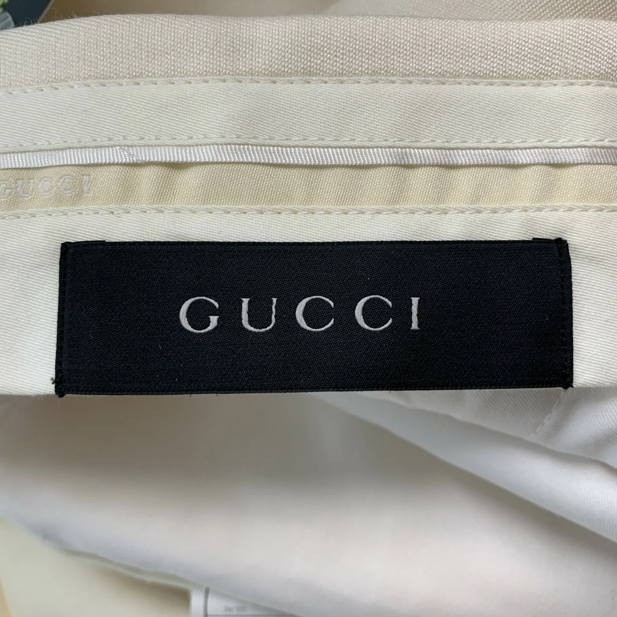 GUCCI Size 34 Beige Solid Wool  Silk Zip Fly Dress Pants - Image 6