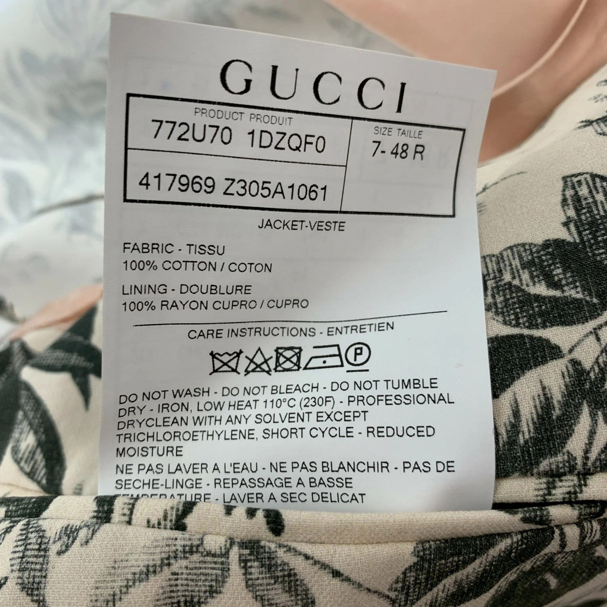 GUCCI Size 38 Cream Black Floral Cotton Single breasted Sport Coat - Image 12
