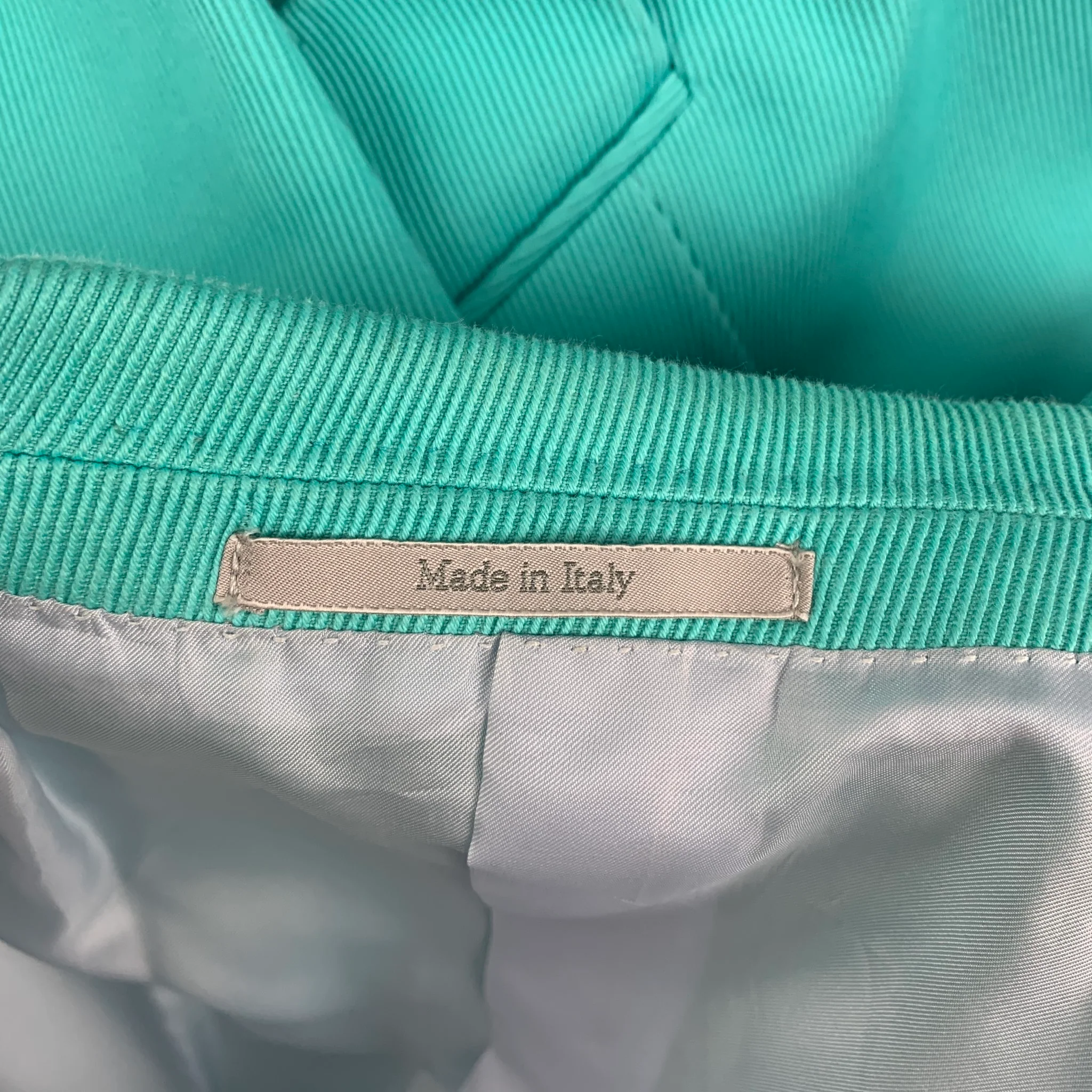GUCCI Size 38 Teal Textured Cotton Notch Lapel Suit - Image 12