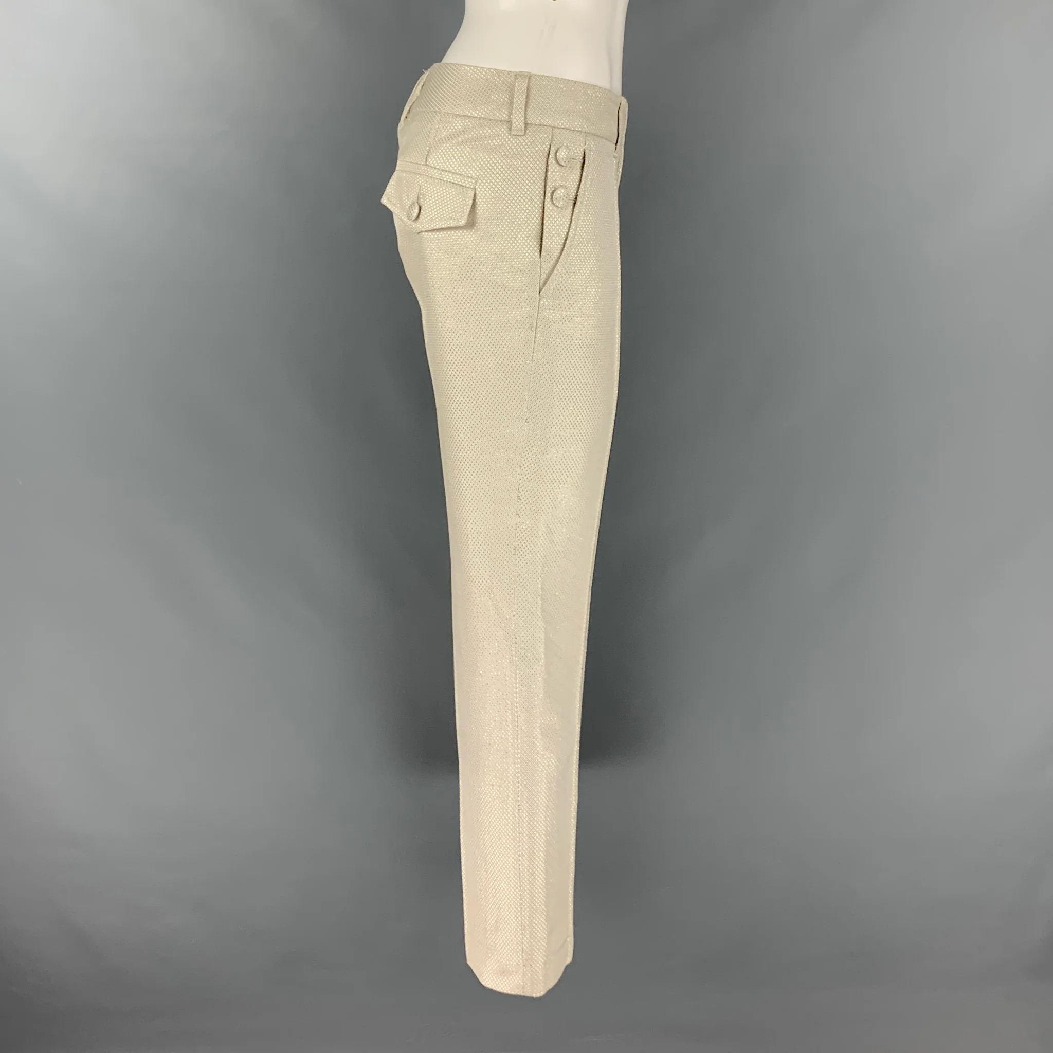 GUCCI Size 4 Silver Cotton Silk Low Back Dress Pants - Image 3