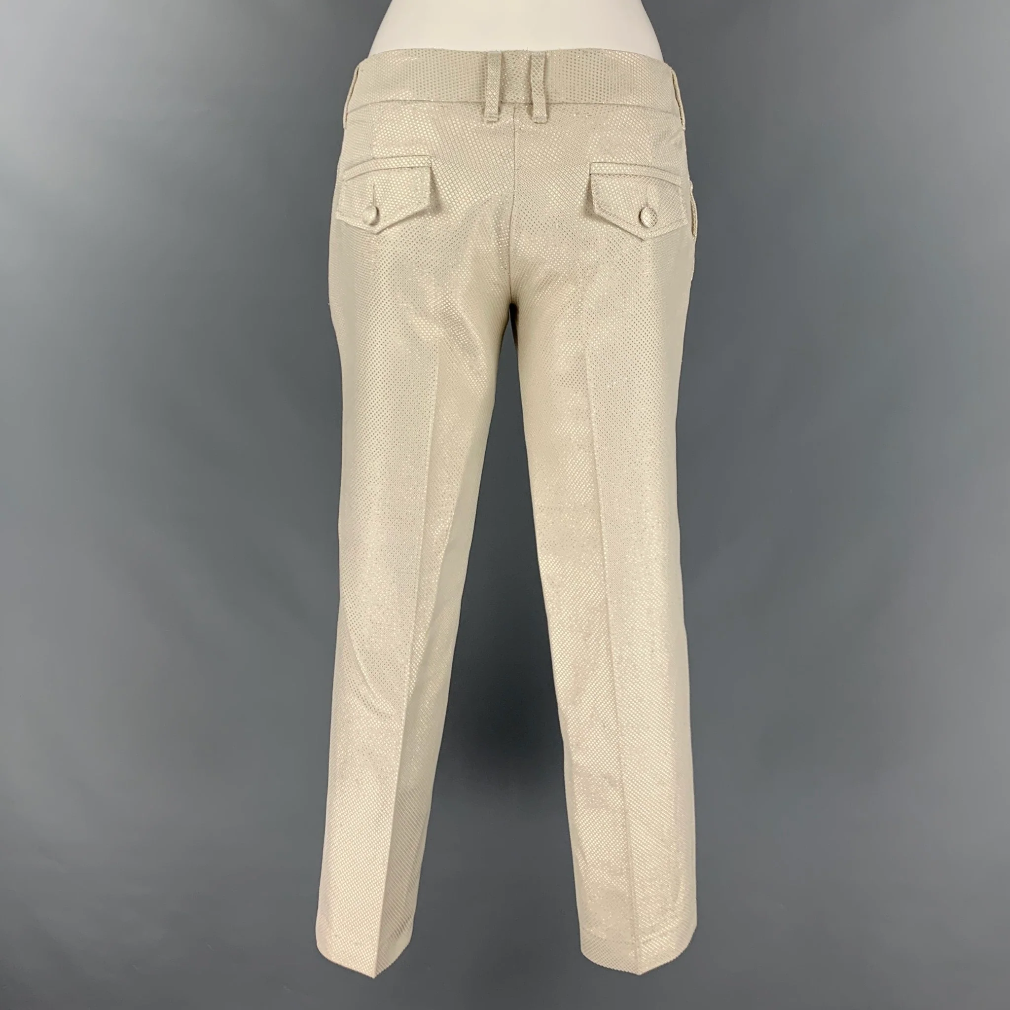 GUCCI Size 4 Silver Cotton Silk Low Back Dress Pants - Image 4