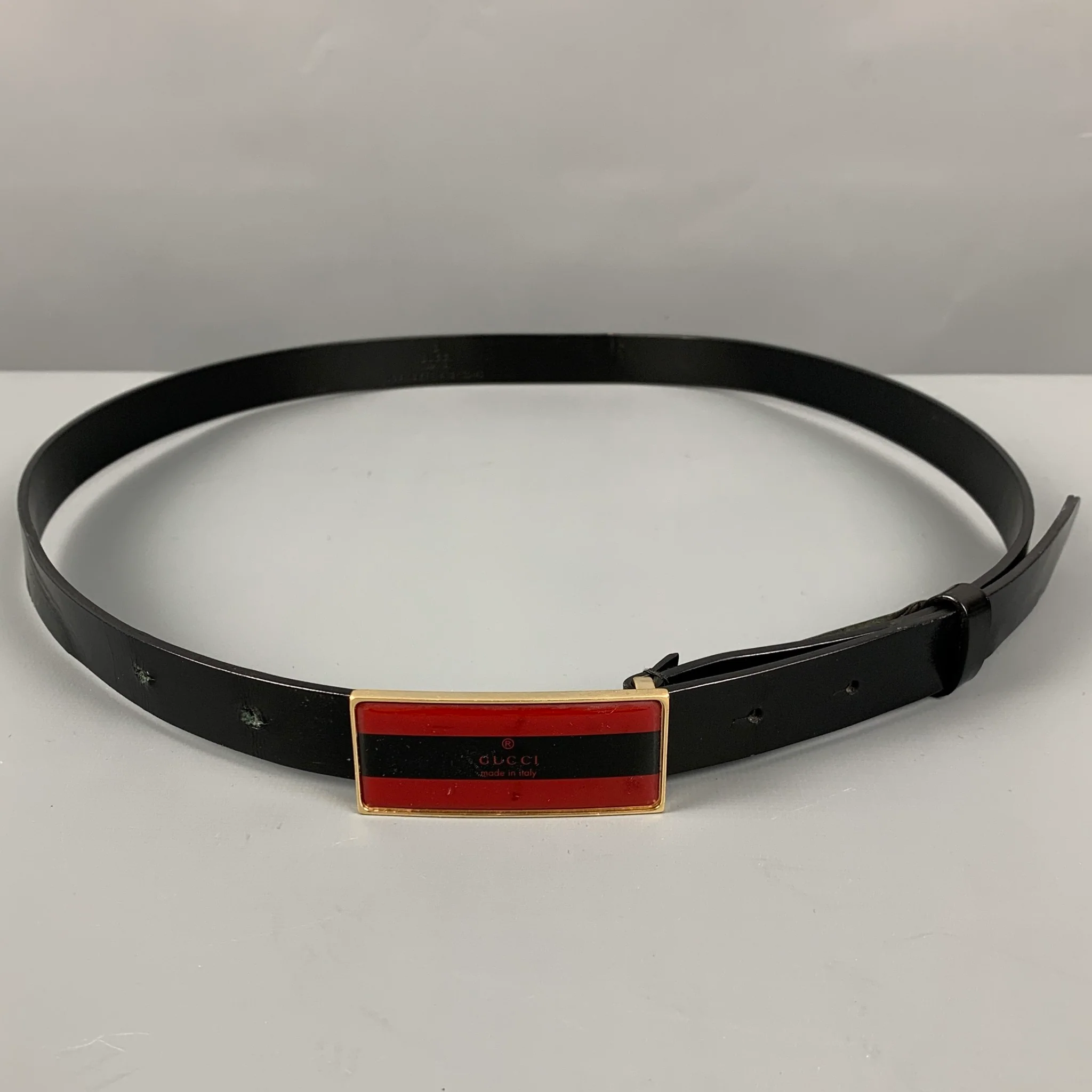 GUCCI Size 40 Black Leather Belt