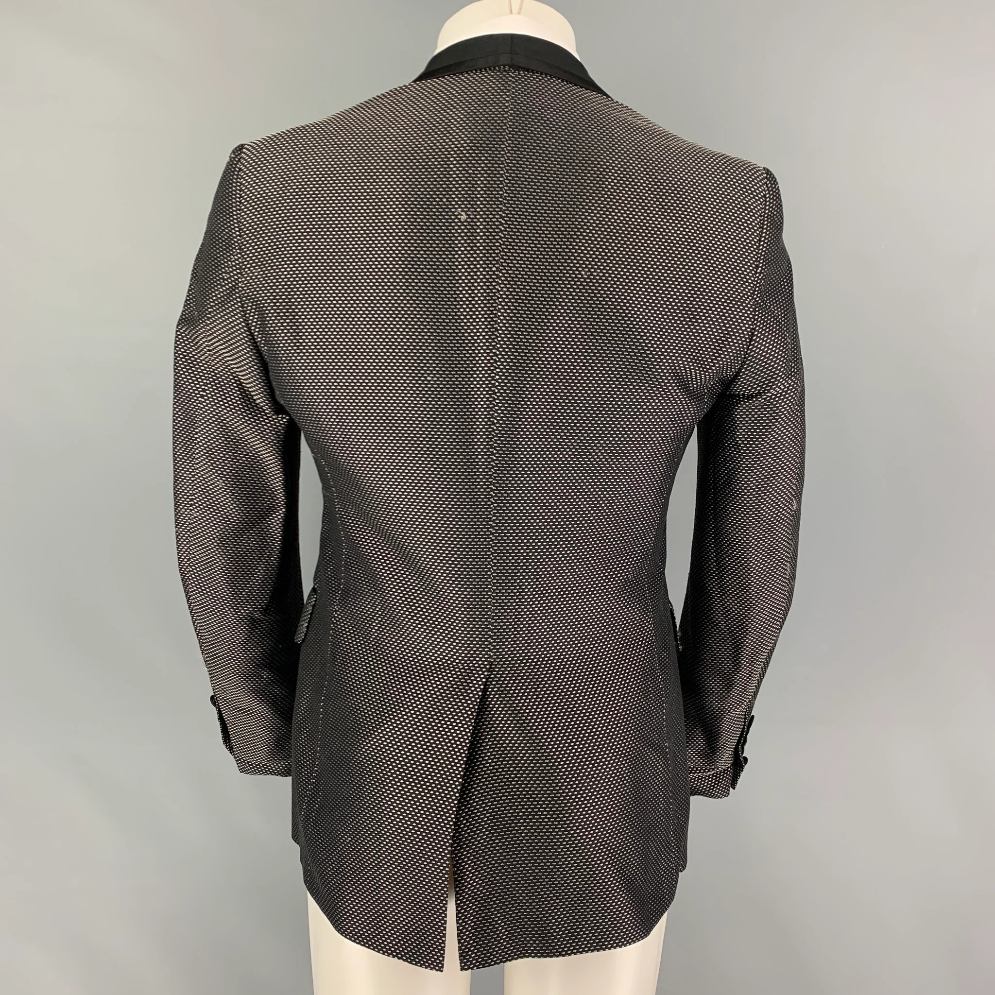 GUCCI Size 40 Grey Black Textured Rayon Blend Shawl Collar Sport Coat - Image 3