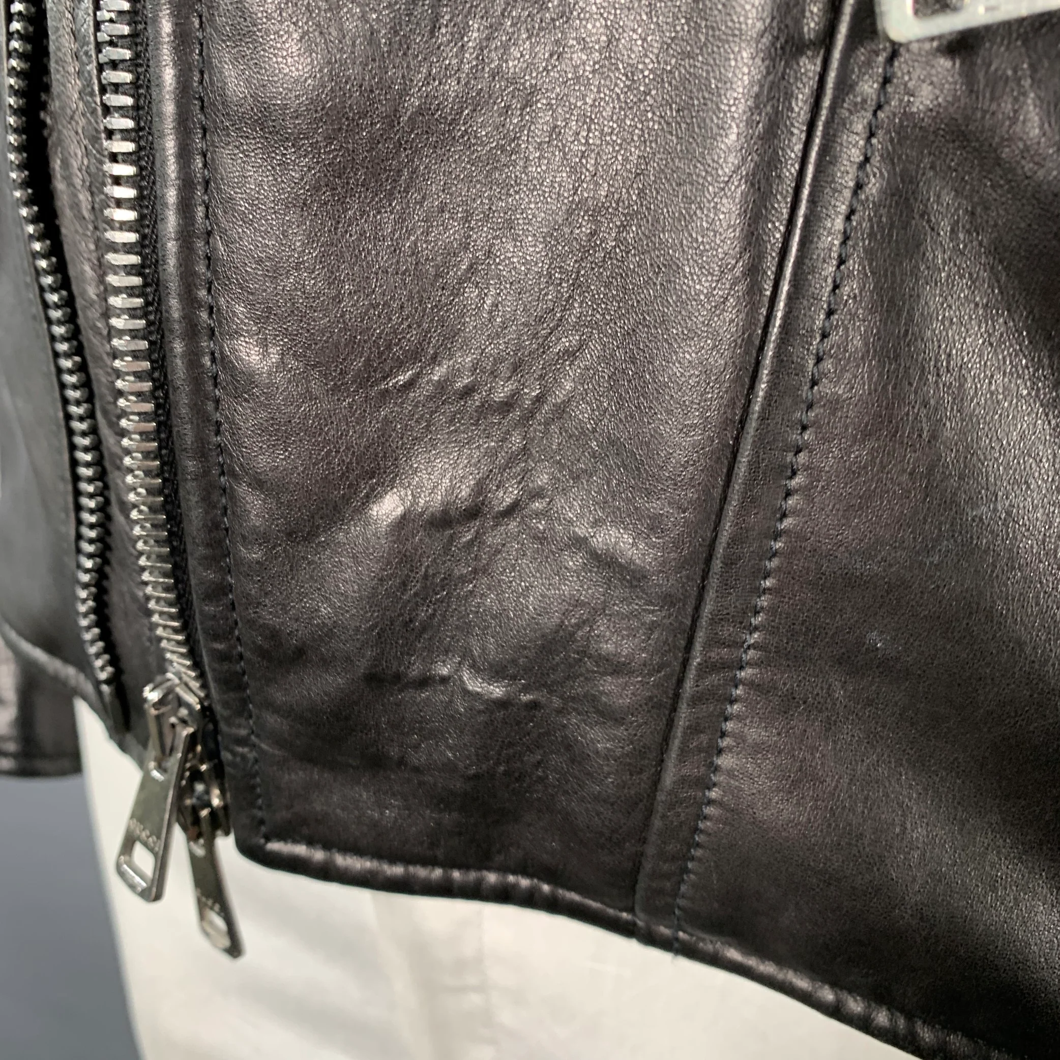 GUCCI Size 44 Black Brown Quilted Leather Motorcycle Jacket - Image 5