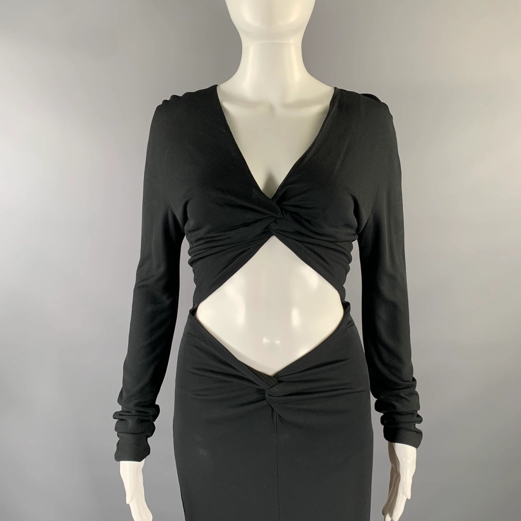GUCCI Size 6 Black Long Sleeve Long Gown - Image 2