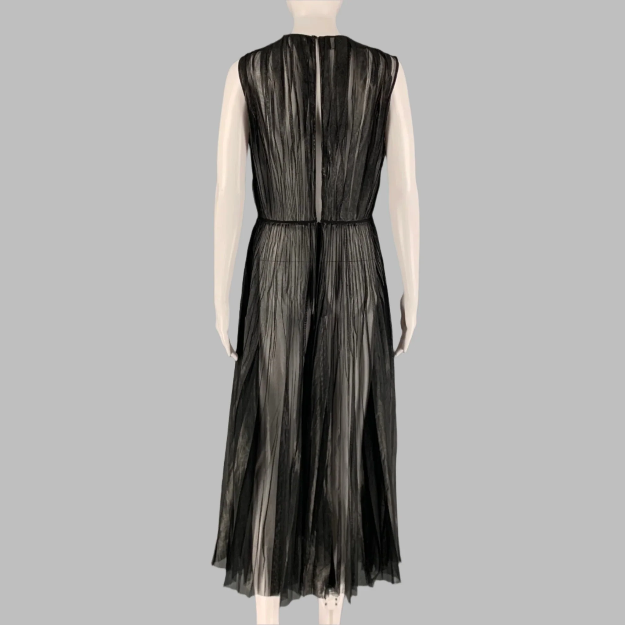 GUCCI Size 6 Black Polyester Pleated A-Line Dress - Image 4
