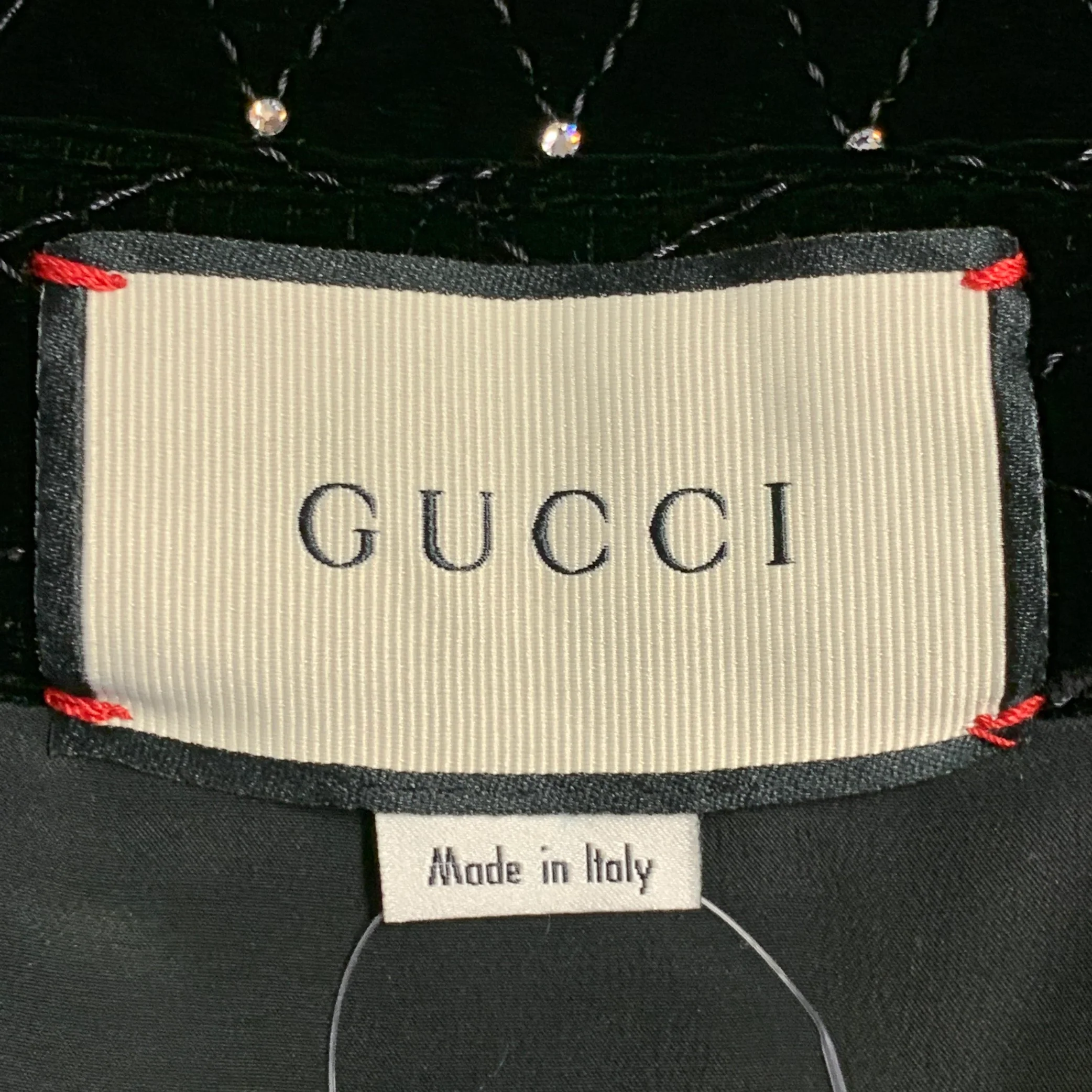GUCCI Size 6 Black Silver Velvet Crystal Quilted Side Zipper Knee Length Skirt - Image 7