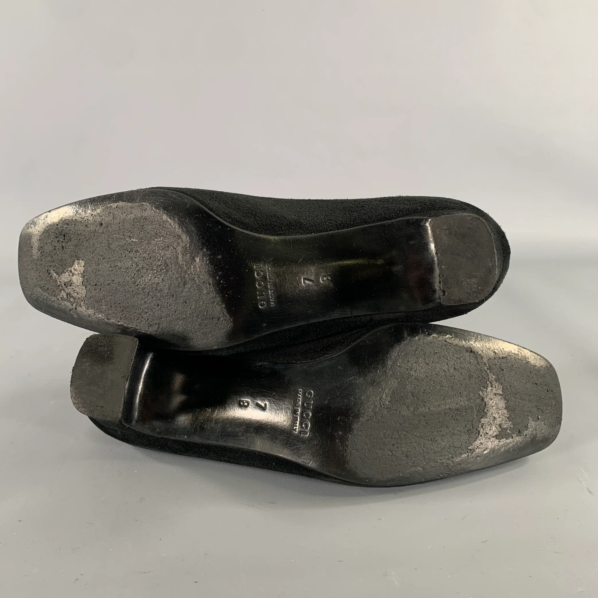 GUCCI Size 7 Black Suede Square Toe Pumps - Image 6