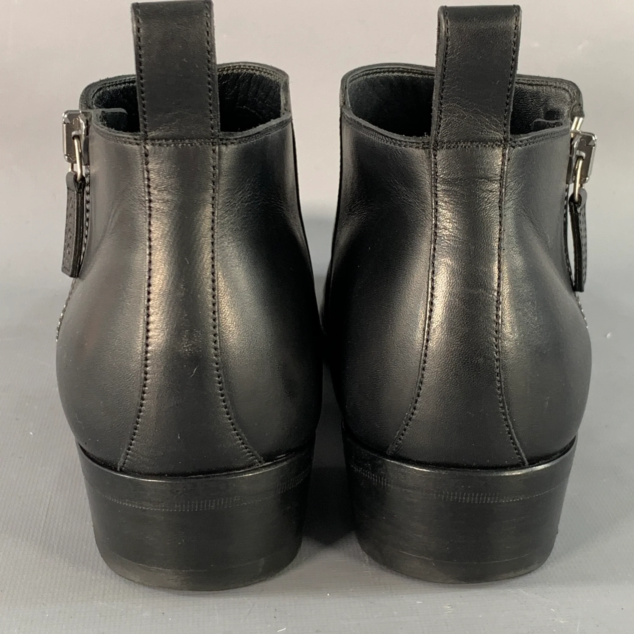 GUCCI Size 8 Black Leather Side Zipper Ankle Boots - Image 3
