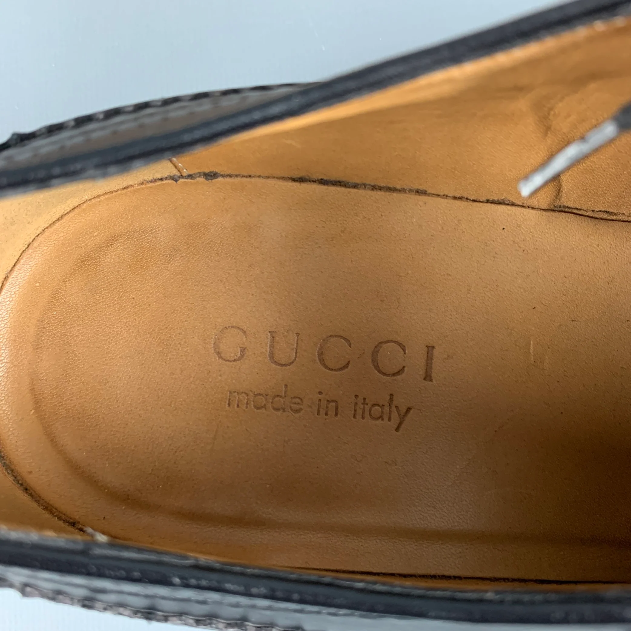 GUCCI Size 9.5 Black Perforated Leather Oxford Cap Toe Lace Up Shoes - Image 7