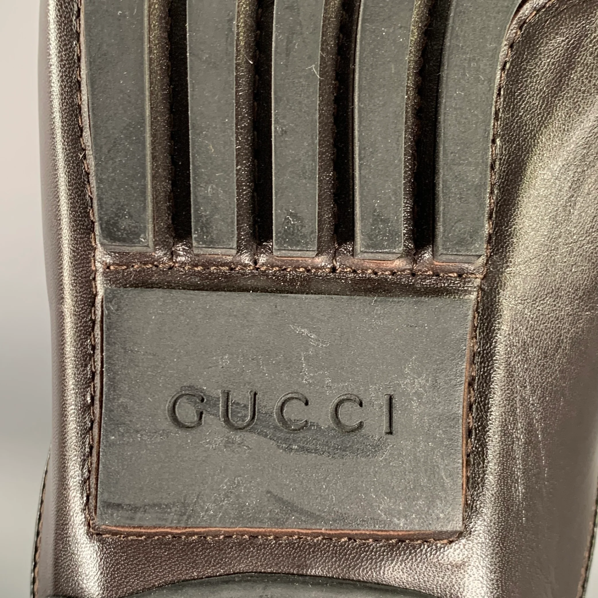 GUCCI Size 9.5 Tan Brown Monogram Leather Drivers Loafers - Image 7
