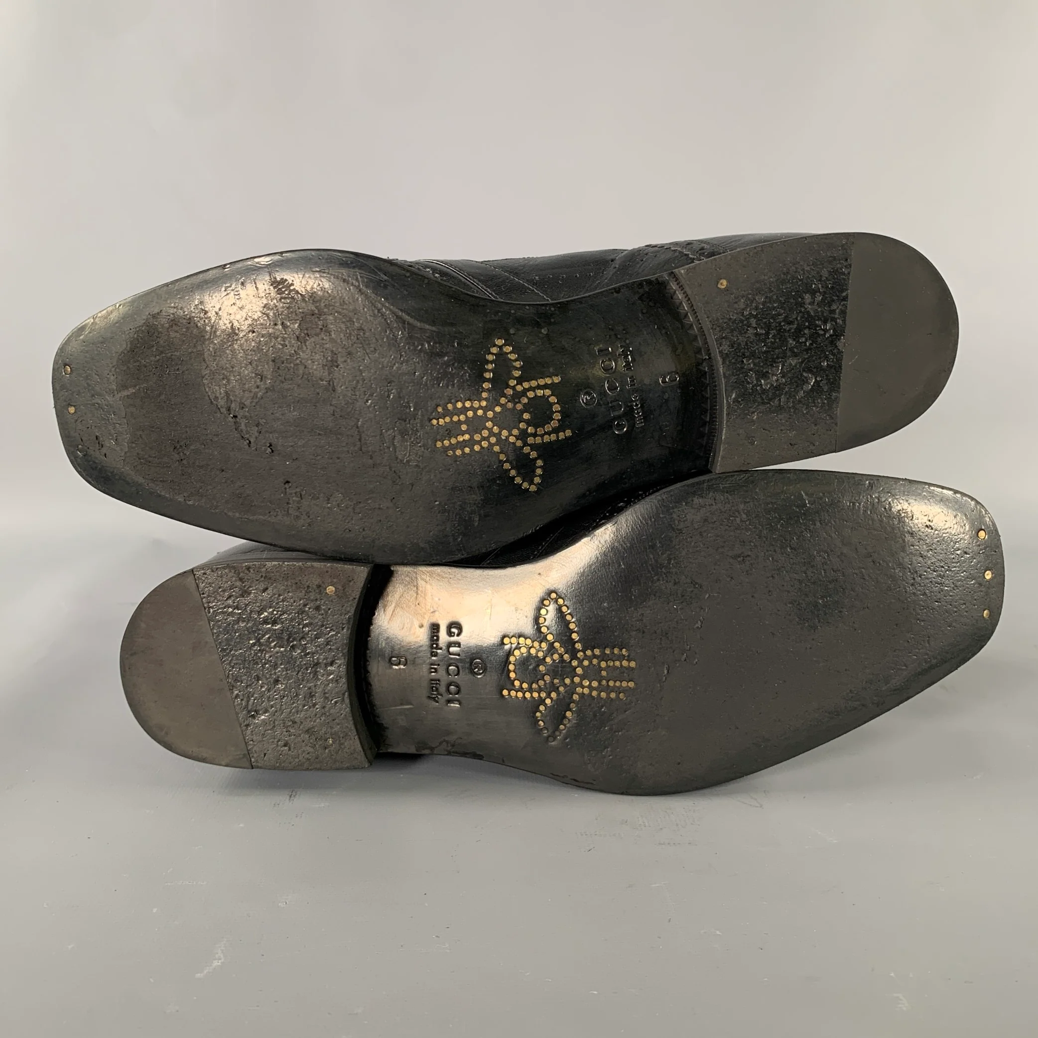 GUCCI Size 7 Black Thesis Queercore Leather Loafer Sandals - Image 6