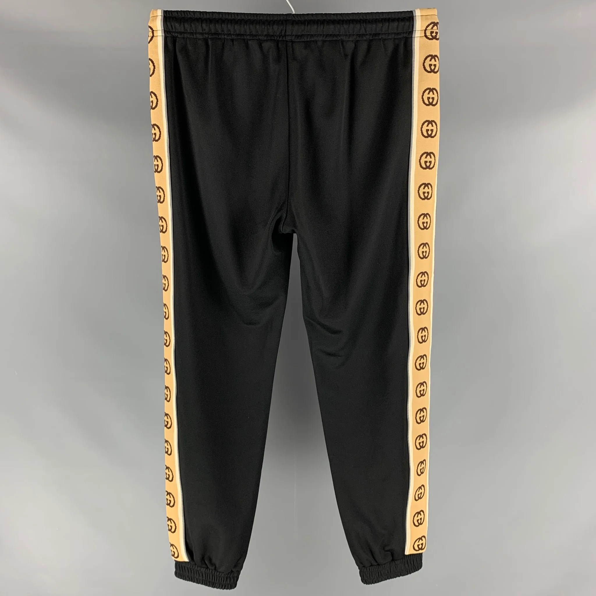 GUCCI Size L Black Khaki Monogram Polyester Cotton Sweatpants Casual Pants - Image 2