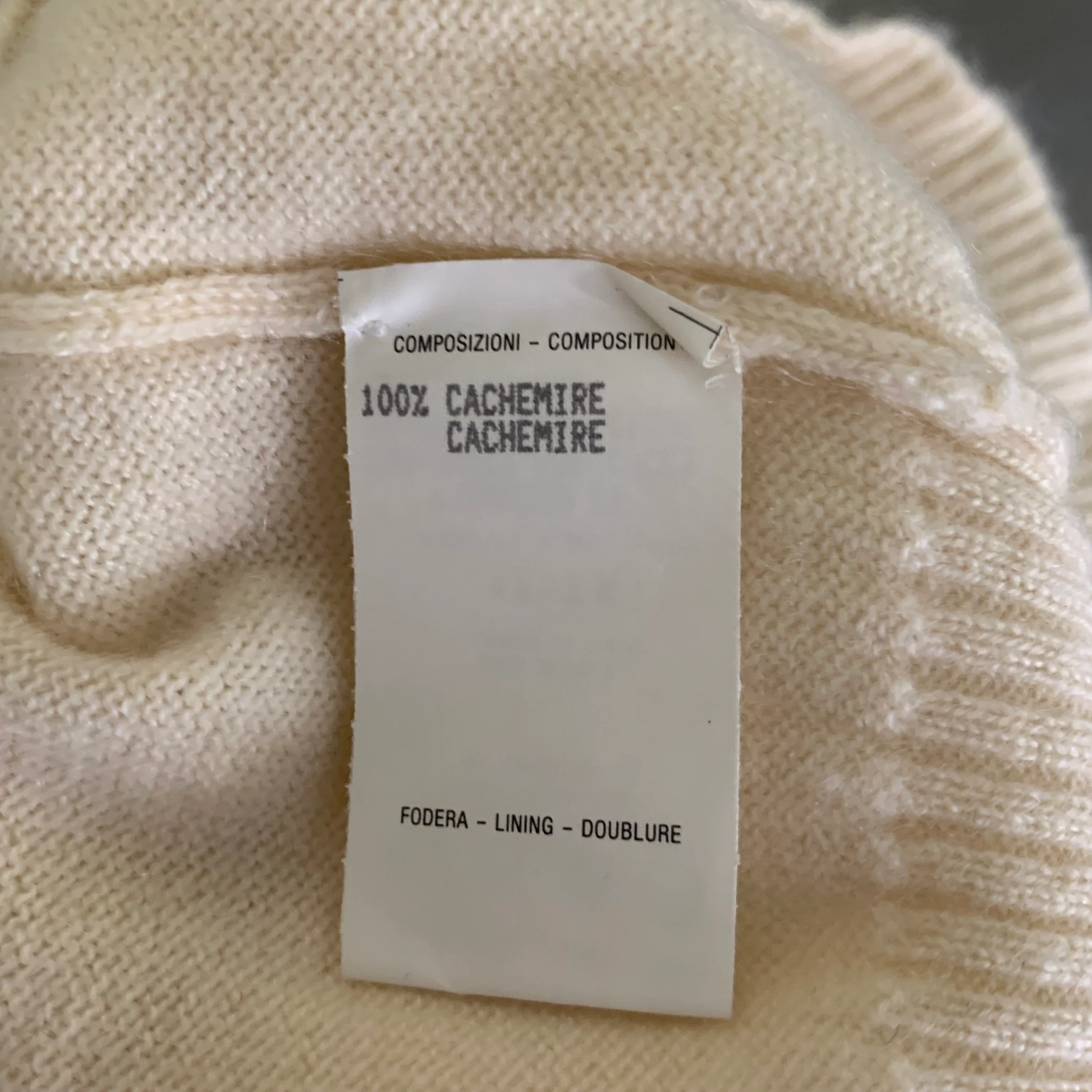 GUCCI Size L Cream Cashmere Short Sleeve Sweater Top - Image 5