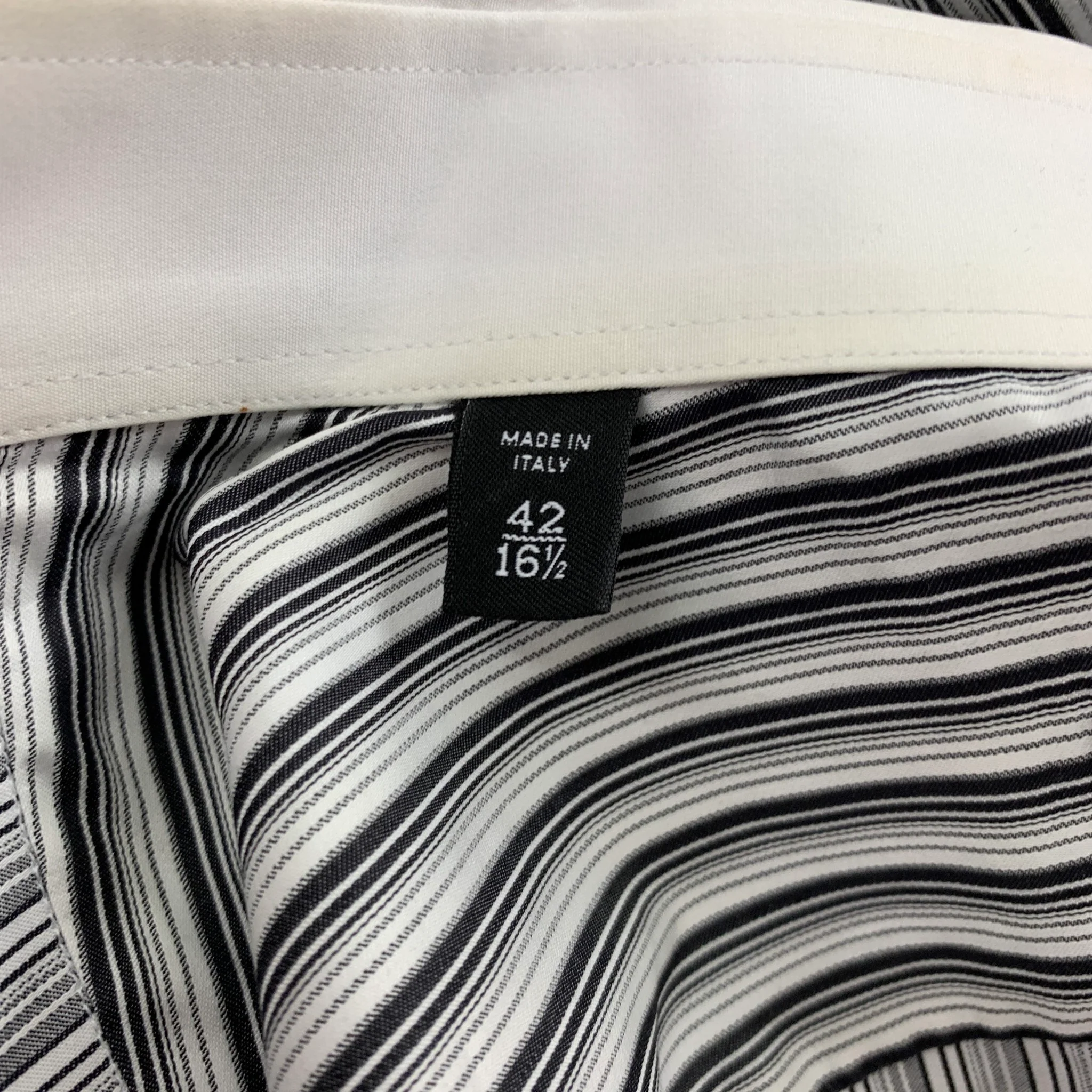 GUCCI Size L White Black Stripe Long Sleeve Shirt - Image 4