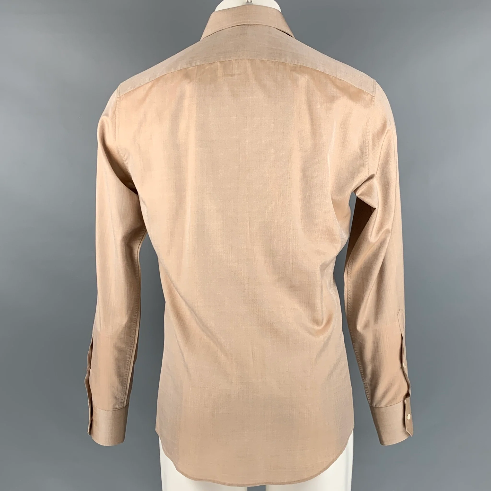 GUCCI Size M Orange Metallic Silk Long Sleeve Shirt - Image 3