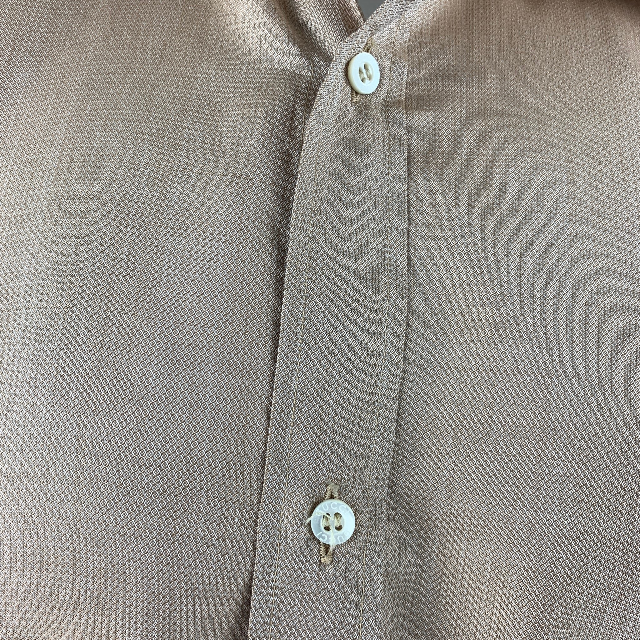 GUCCI Size M Orange Metallic Silk Long Sleeve Shirt - Image 5