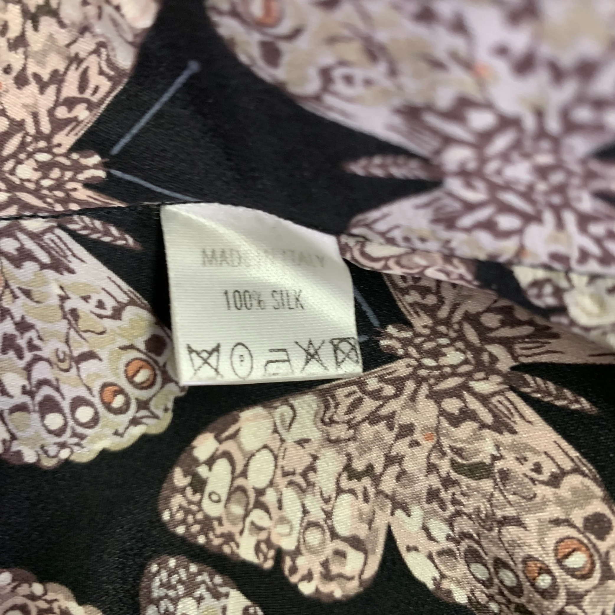 GUCCI Size S Black Rose Grey Butterfly Silk Button Up Long Sleeve Shirt - Image 7