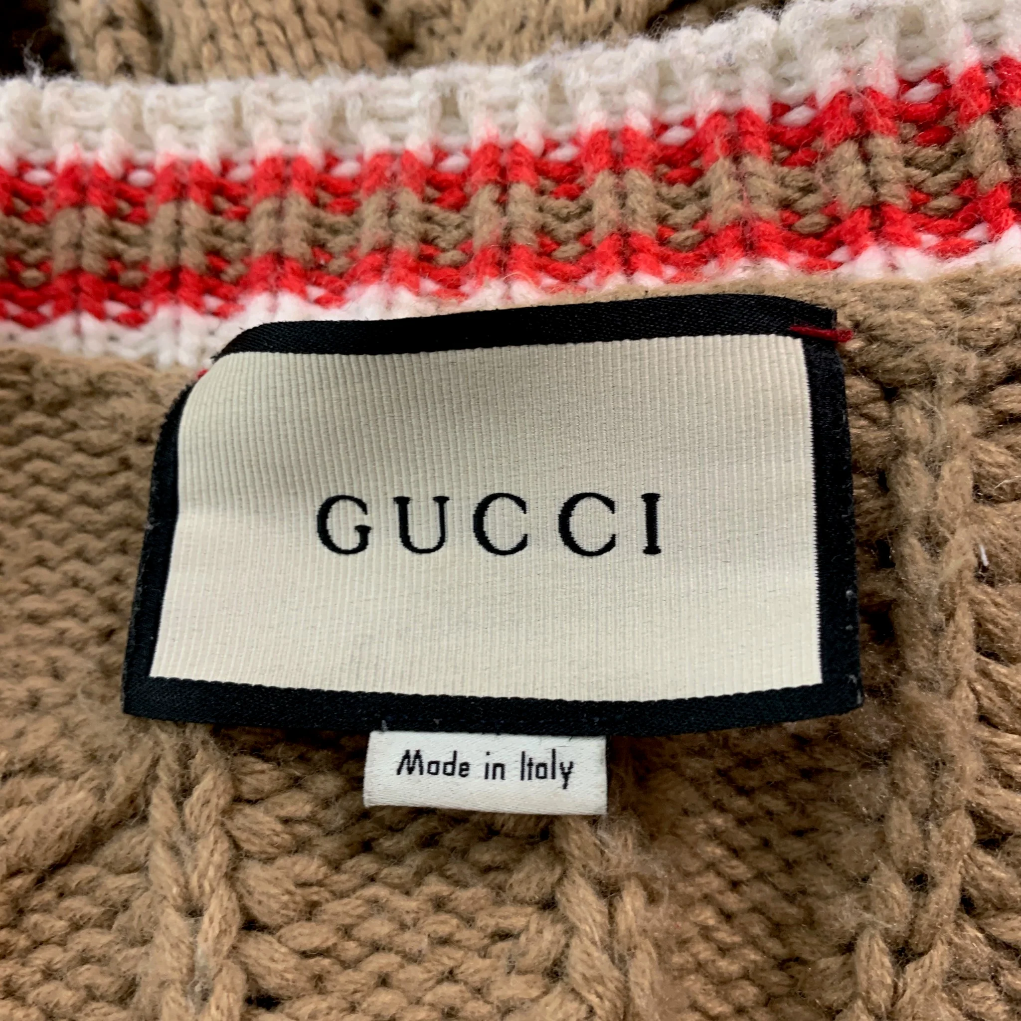 GUCCI Size S Brown Coral Knit Wool Chunky Knit Cardigan - Image 4